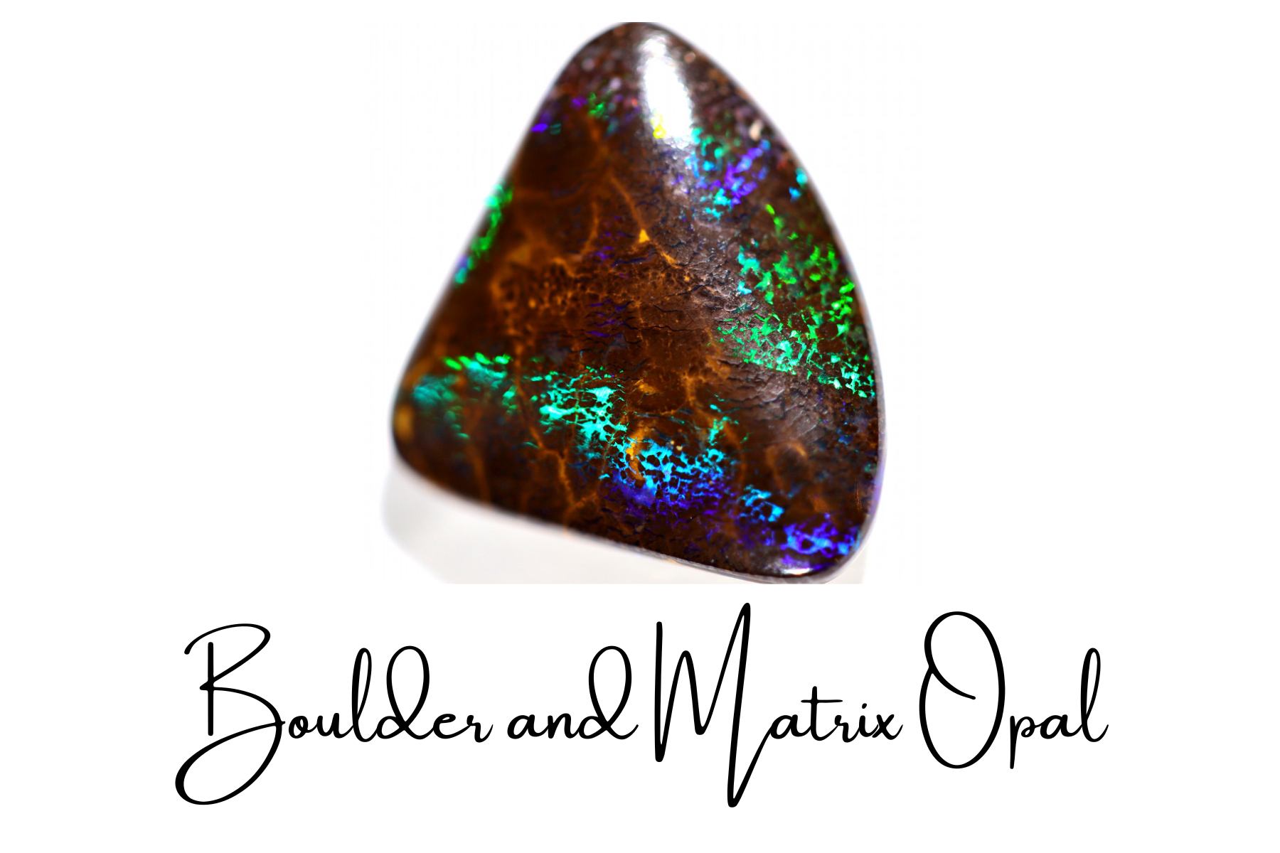 A triangular brown boulder and matrix opal with different refraction colors