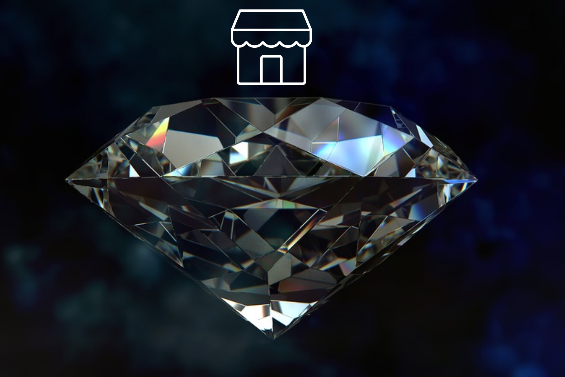A 3D diamond carrying a marketplace's logo