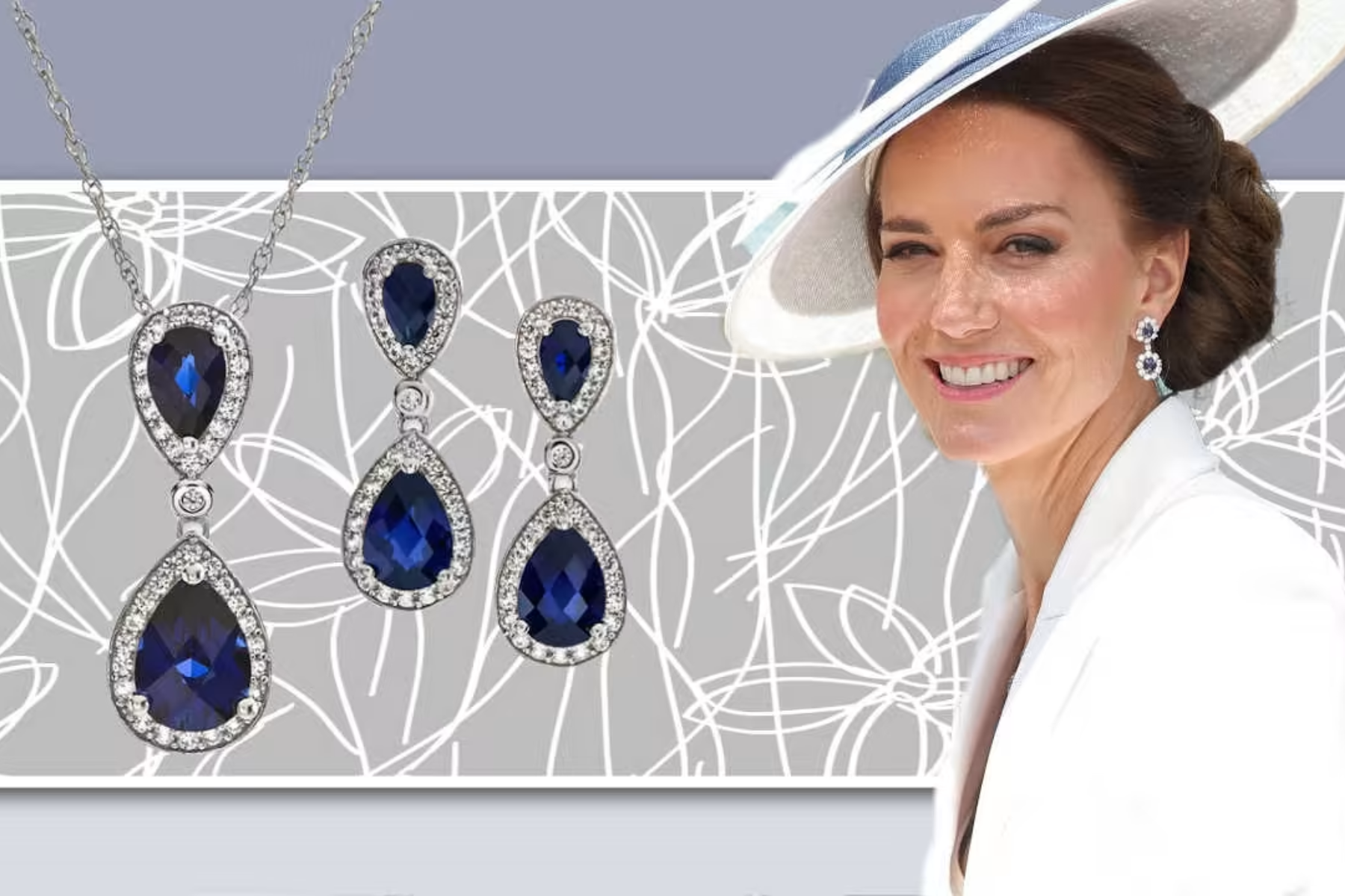 Kate Middleton wearing sapphire jewelry