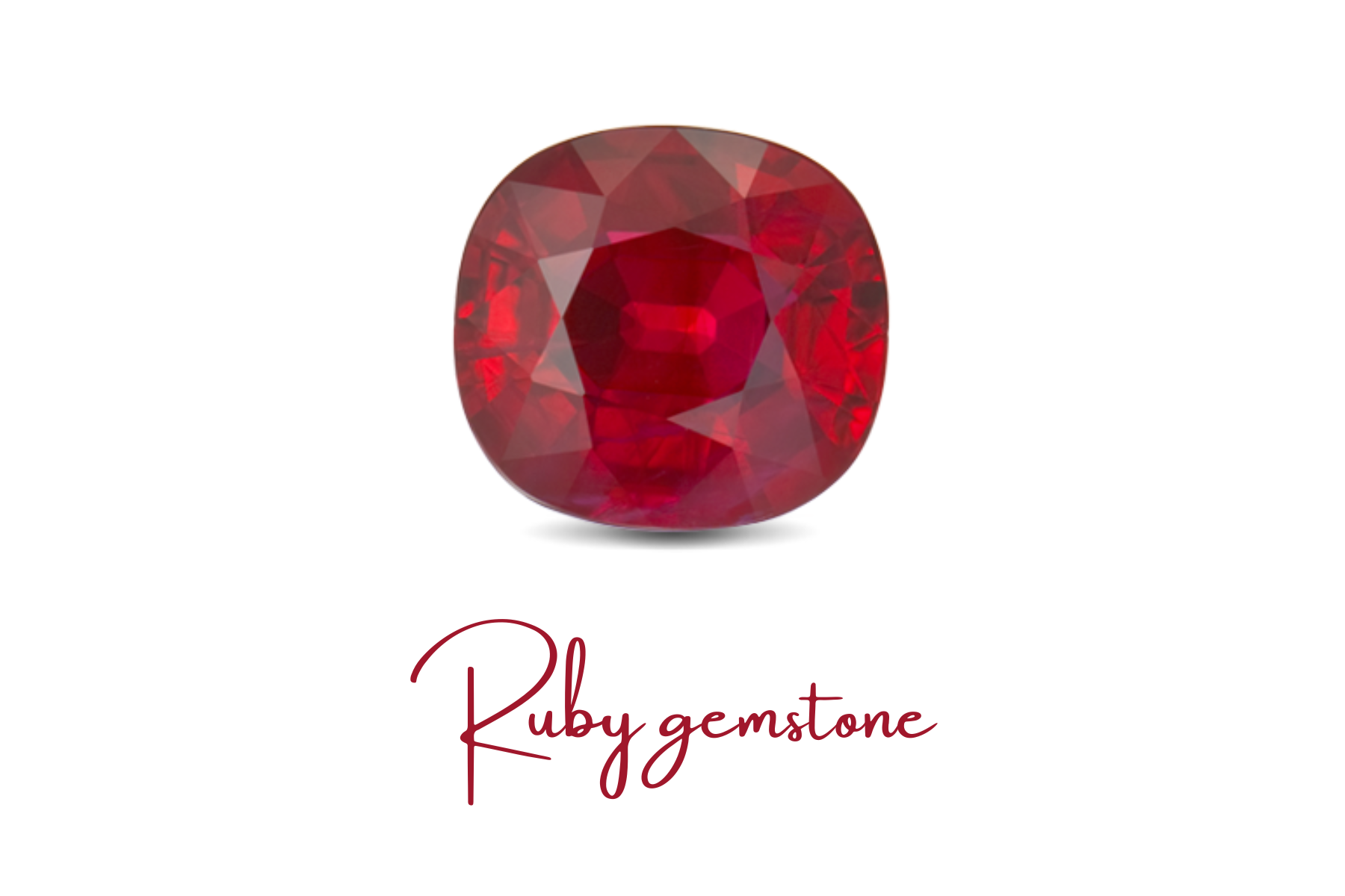 Smooth-cornered square red ruby stone