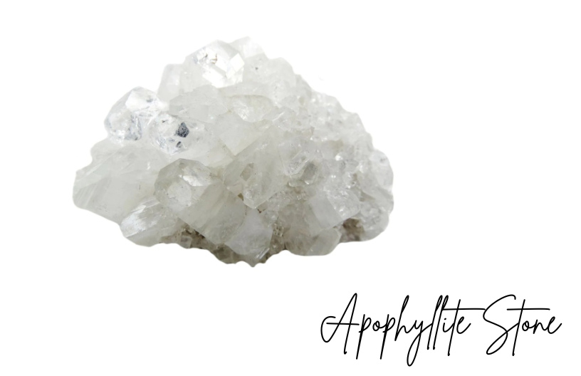 A white Apophyllite stone with a pearly sparkle