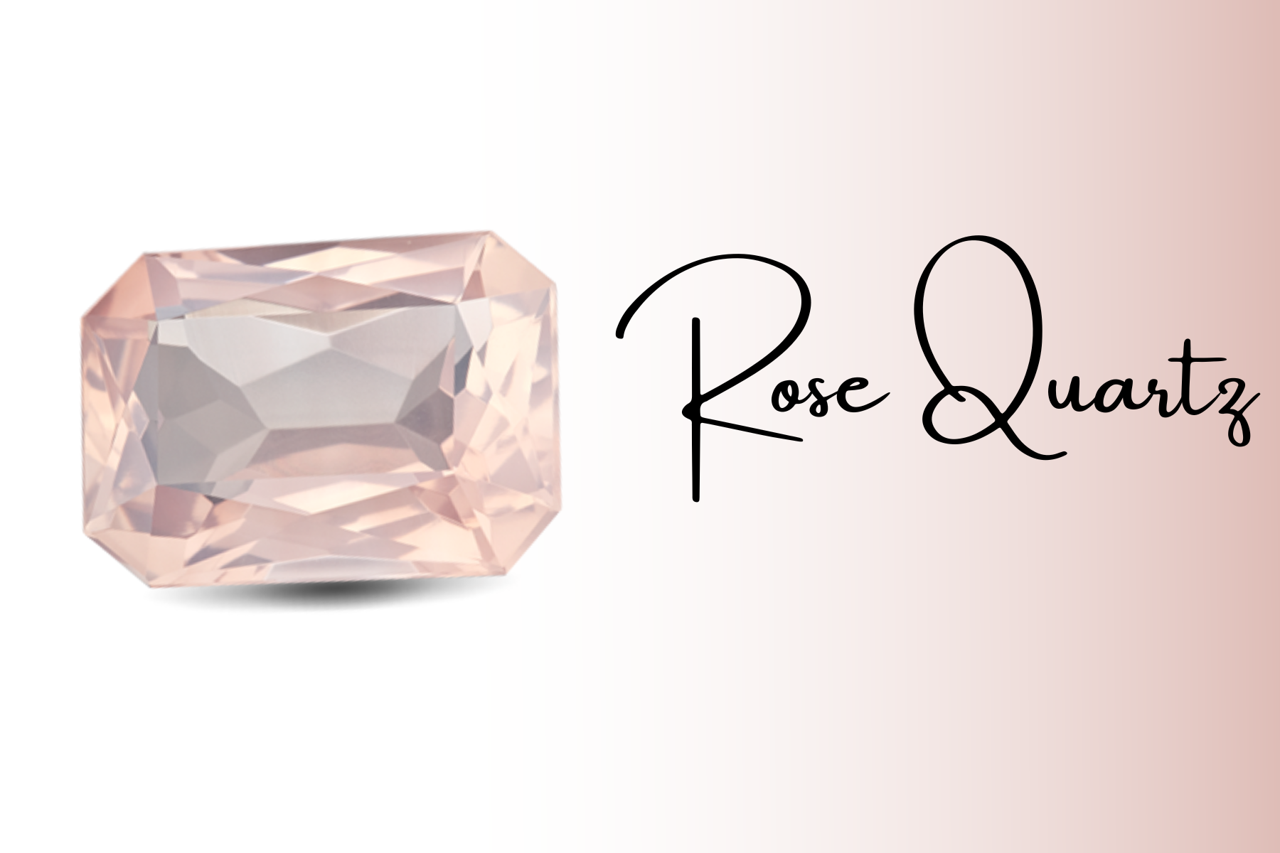 An octagonal pink rose quartz