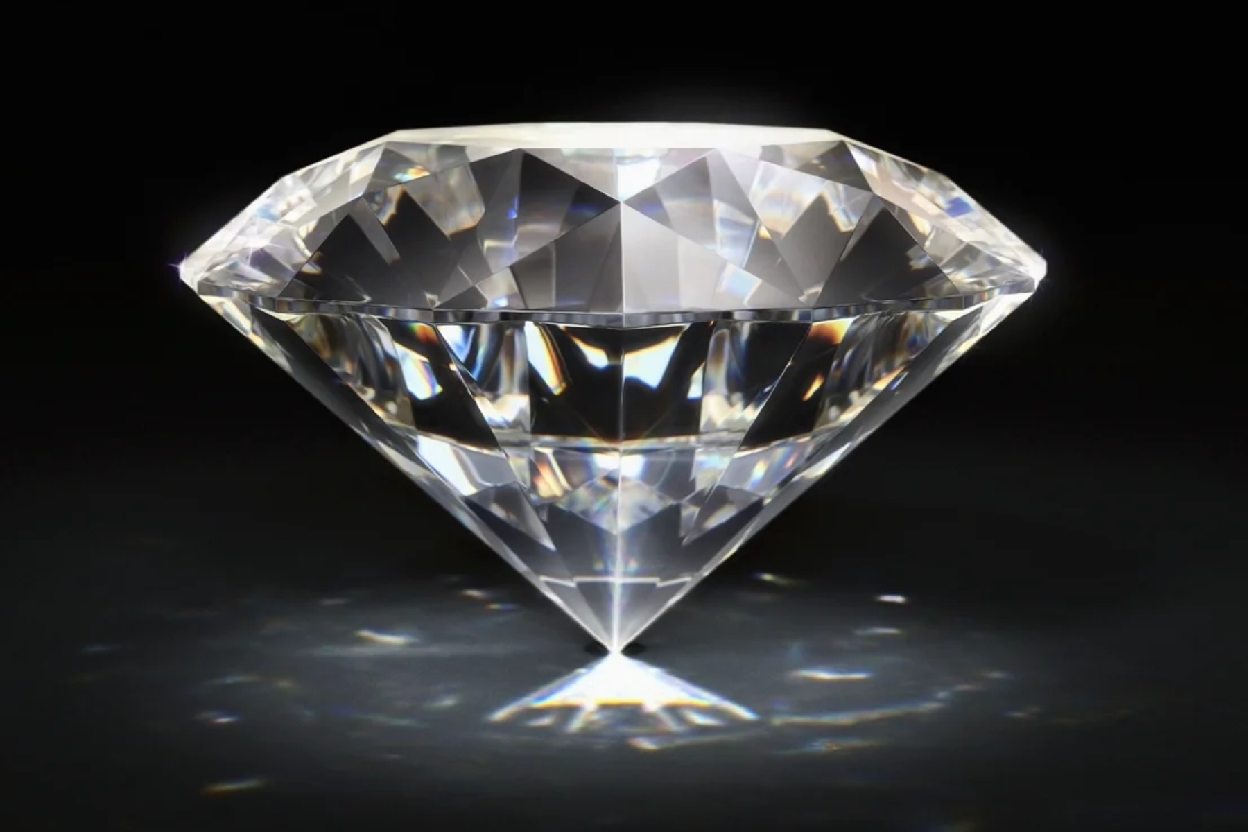 A standing cushion-cut diamond gemstone on a dark setting