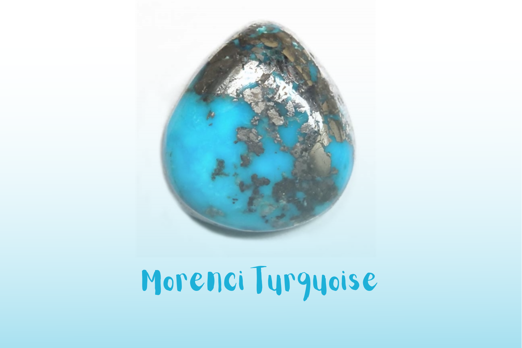 Morenci turquoise stone in the shape of a teardrop with black and blue shades