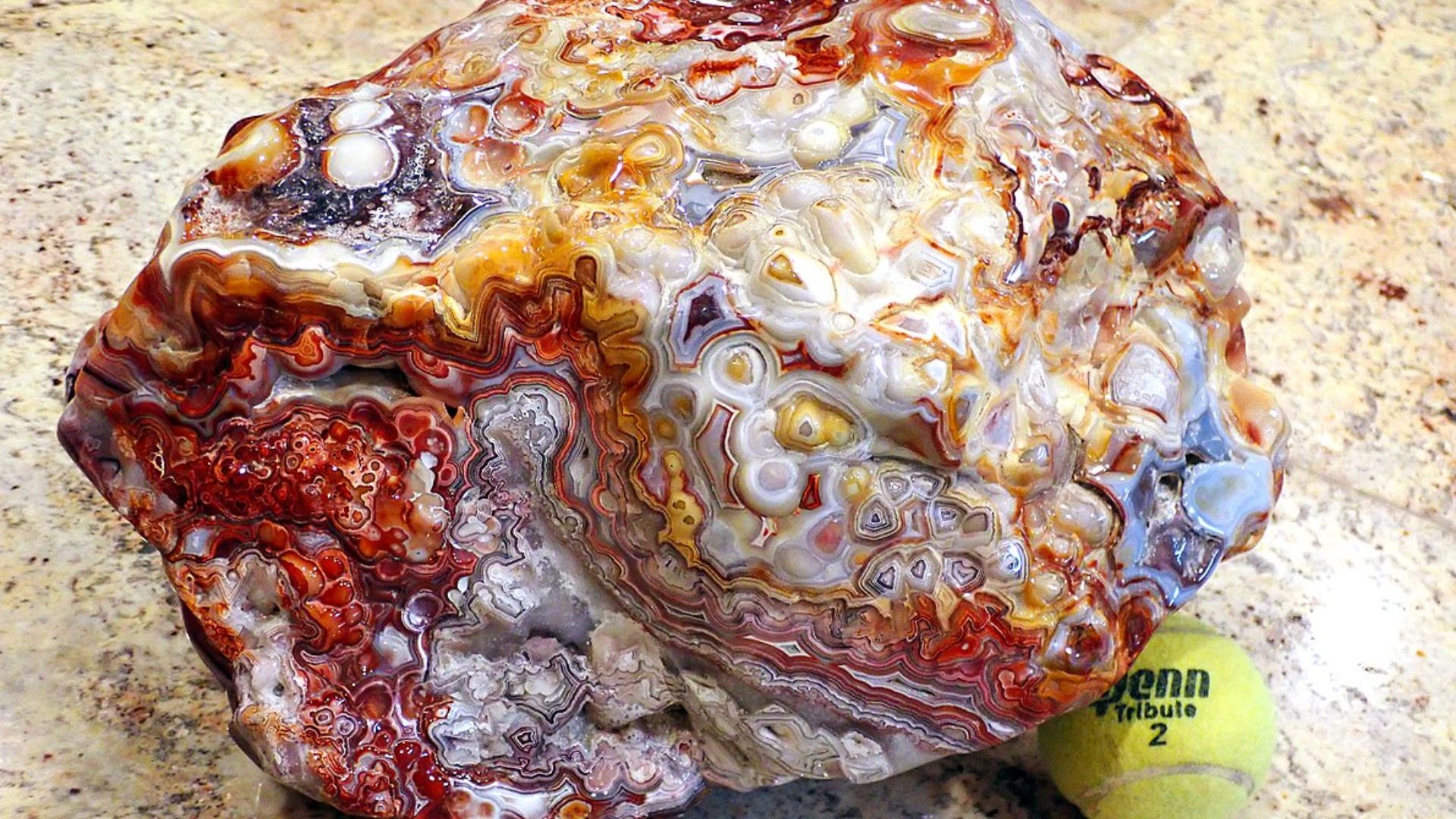 A Big Block of Agate Stone With A Ball Beneath