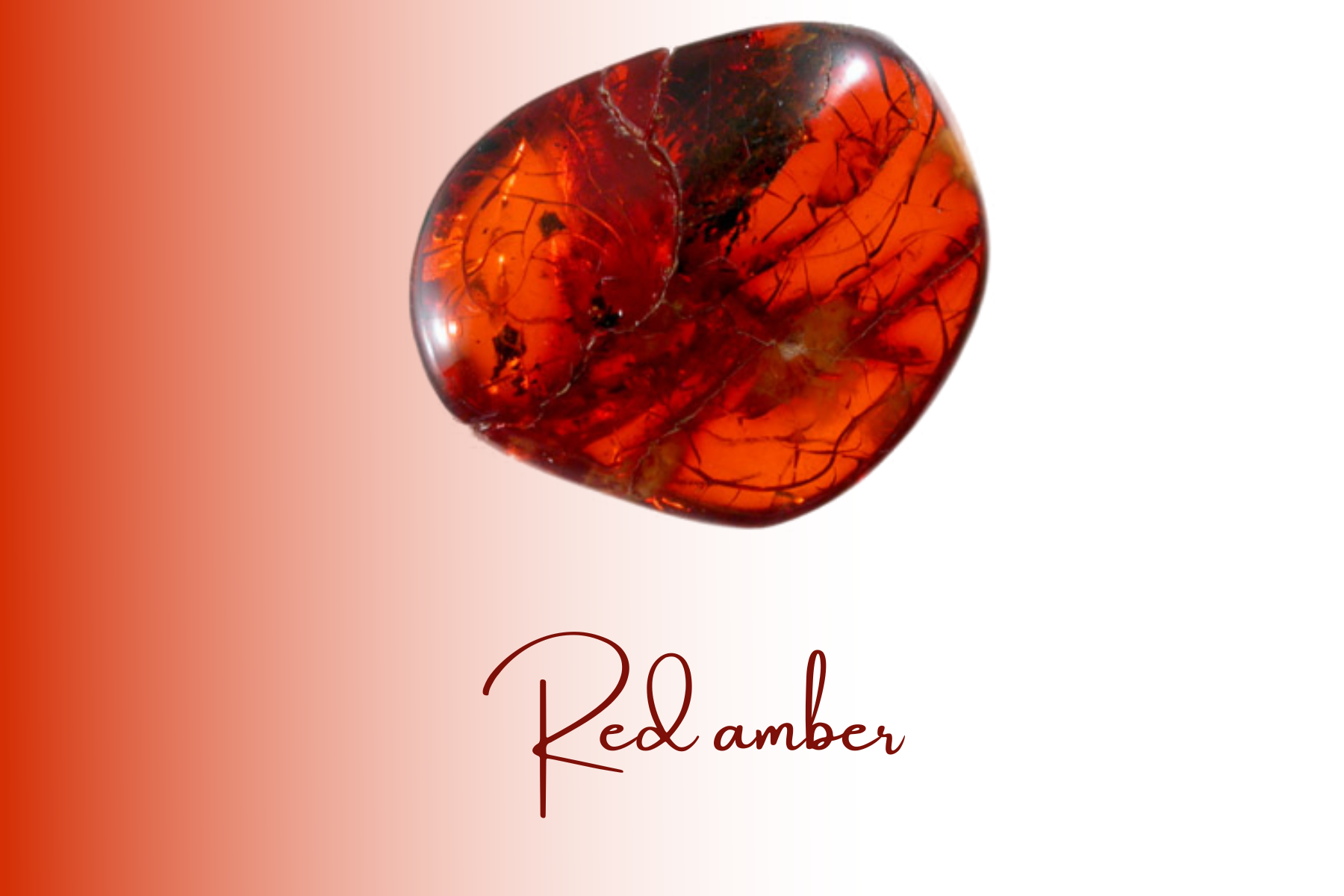 Cracked red amber with veins inside