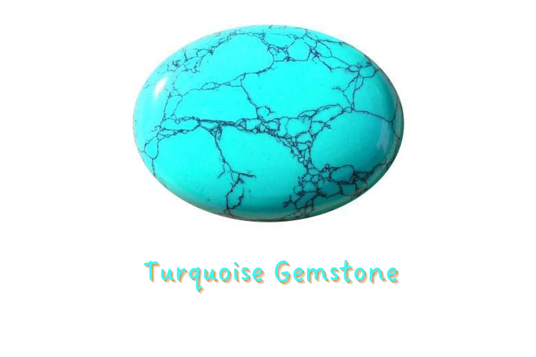 Oblong turquoise stone with dark blue messy lines