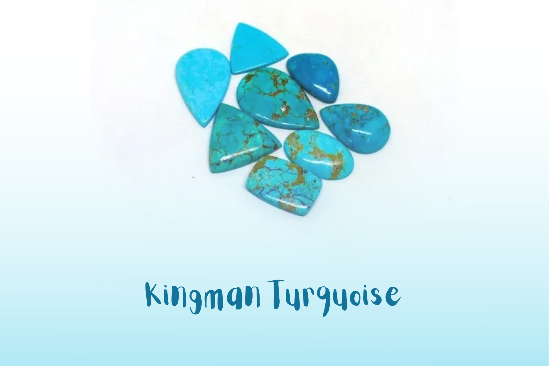 Different shapes and sizes of Kingman turquoise stones