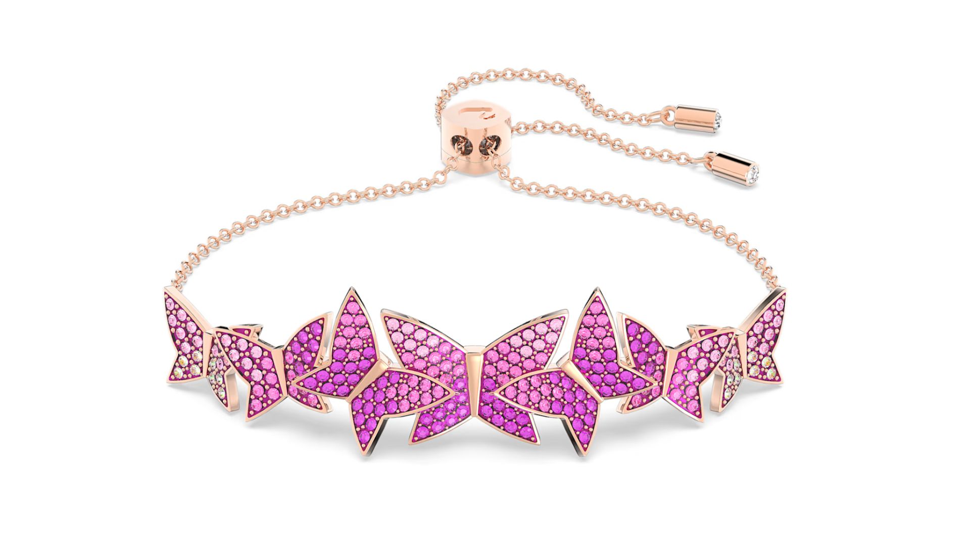 Pink Butterfly Imbedded On Bracelet