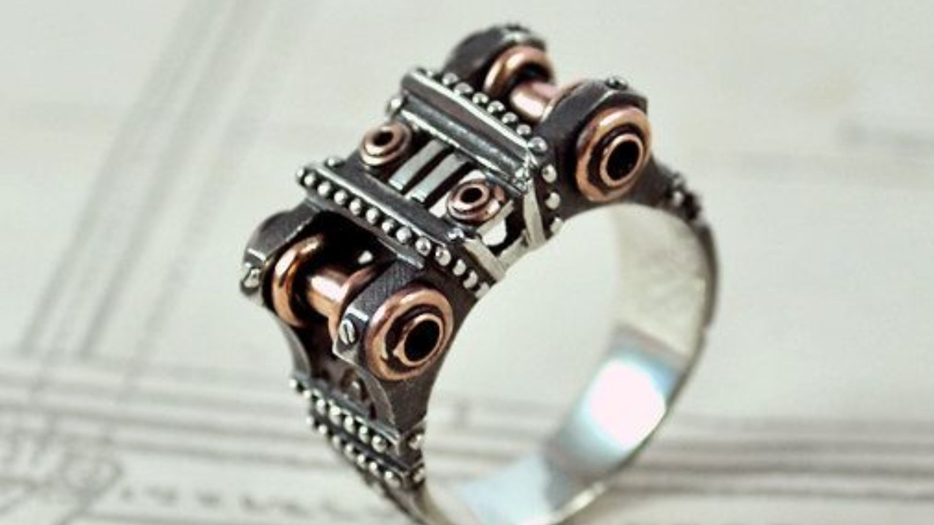 Unique Steampunk Sterling Silver Ring peragemus