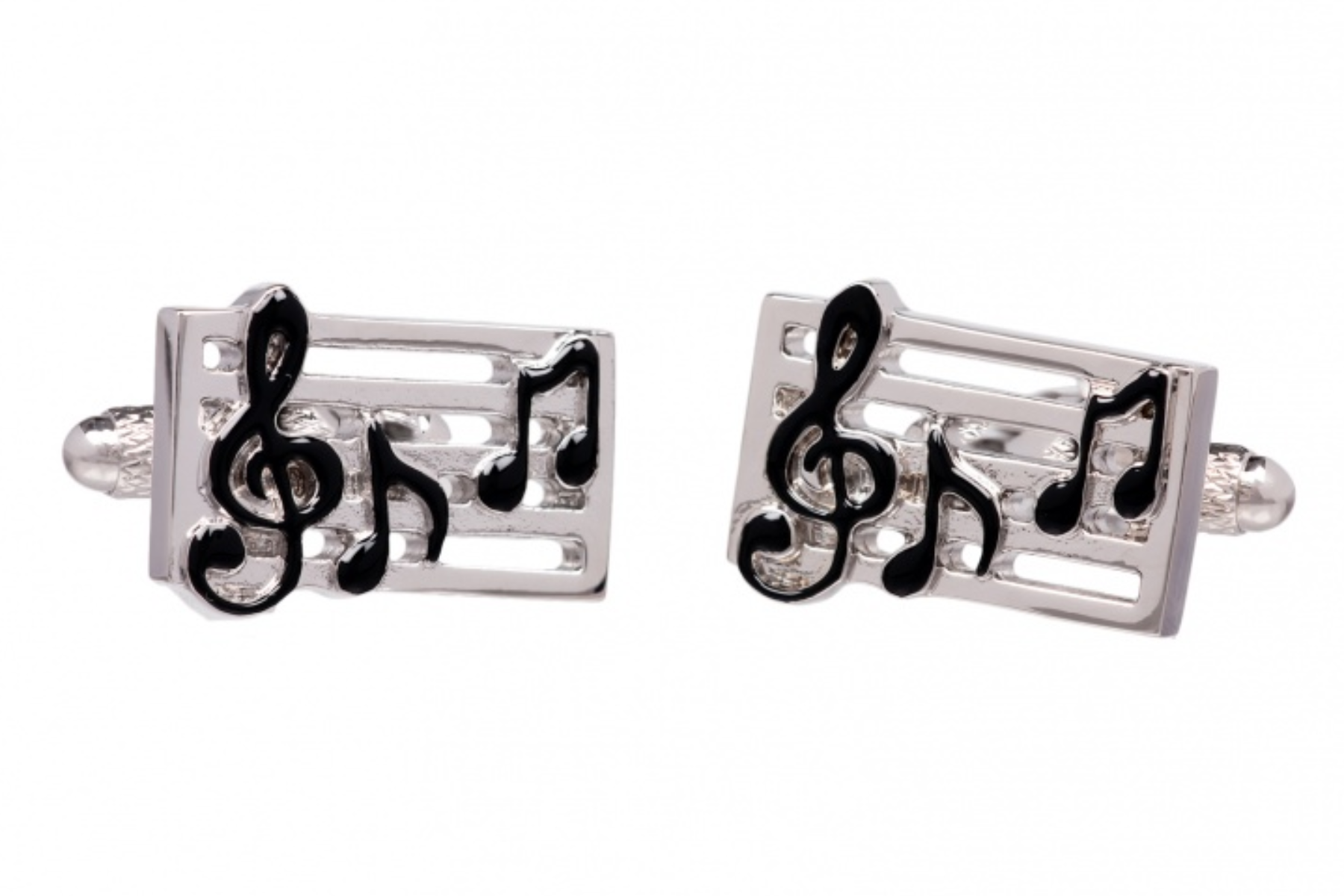 A pair of silver music note cufflinks
