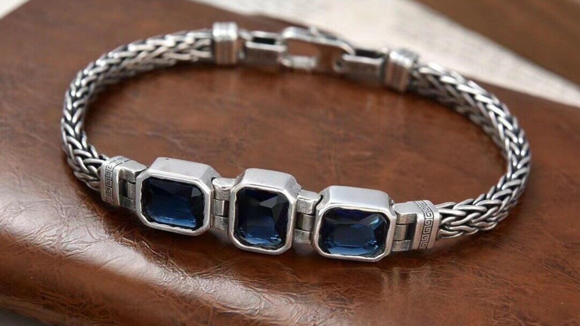 Three Blue Stone On A Bracelet