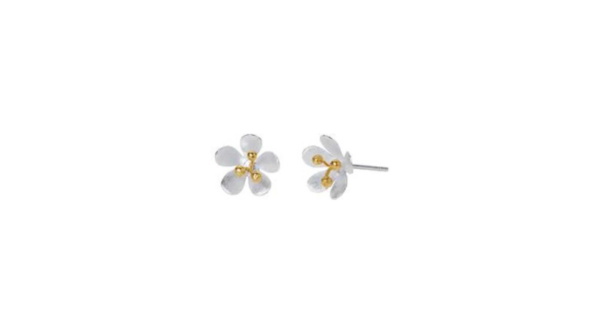 Gold And White Color Of Flower Earring