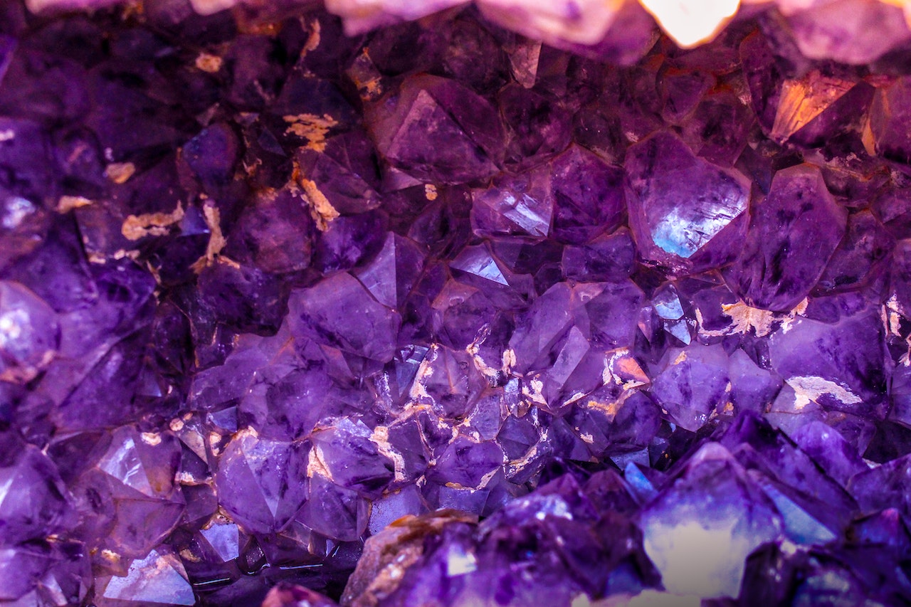 Closeup of Purple Gemstones