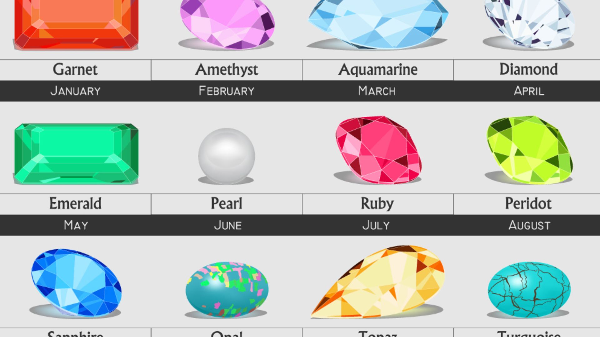 Different Colored gemstones