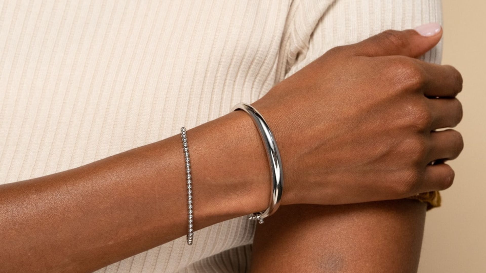 Women Wearing Silver Bracelet