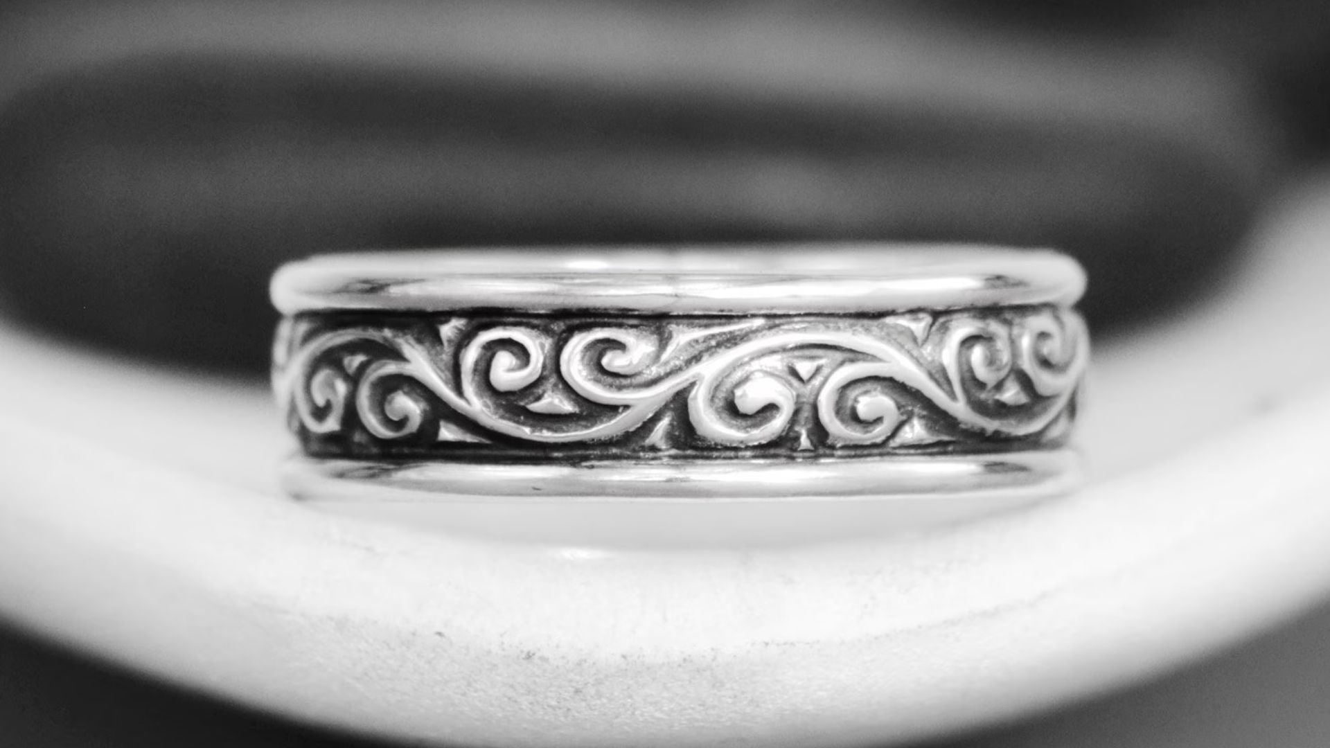 Silver Ring With Engraved Design