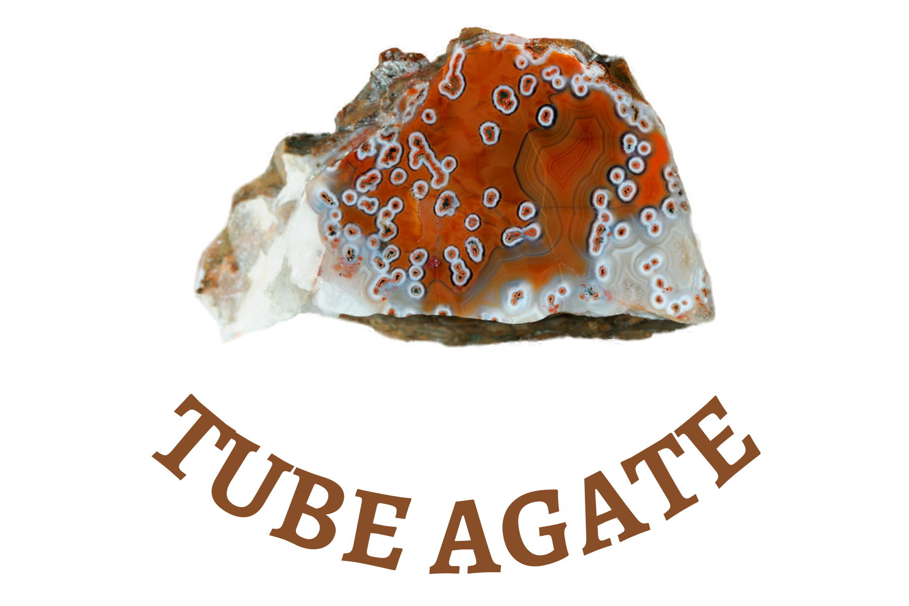 An orange Tube agate with small skyblue rings