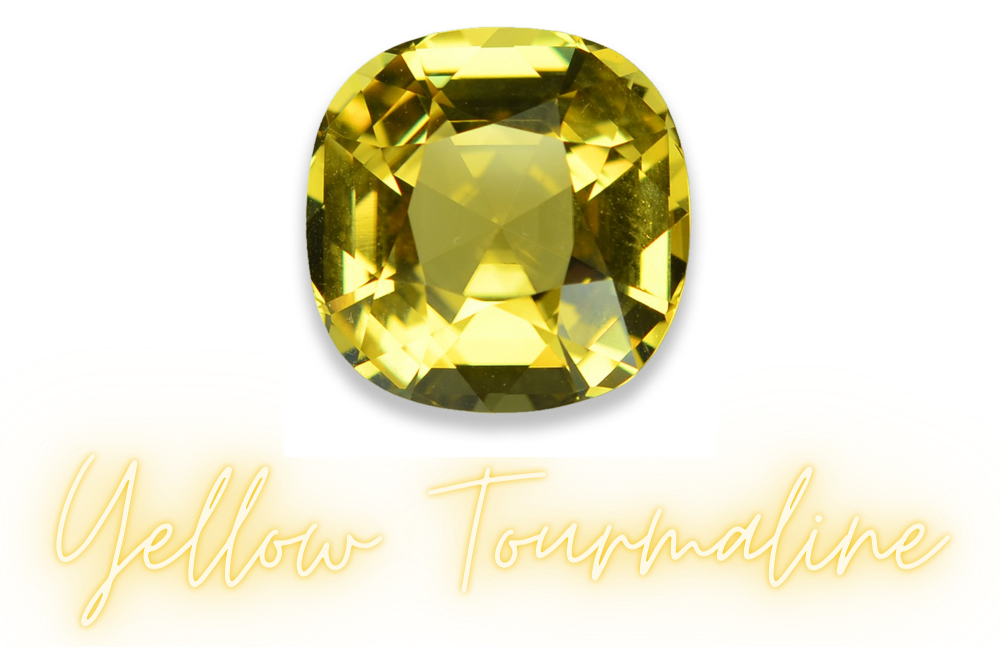 Yellow tourmaline stone with smooth corners
