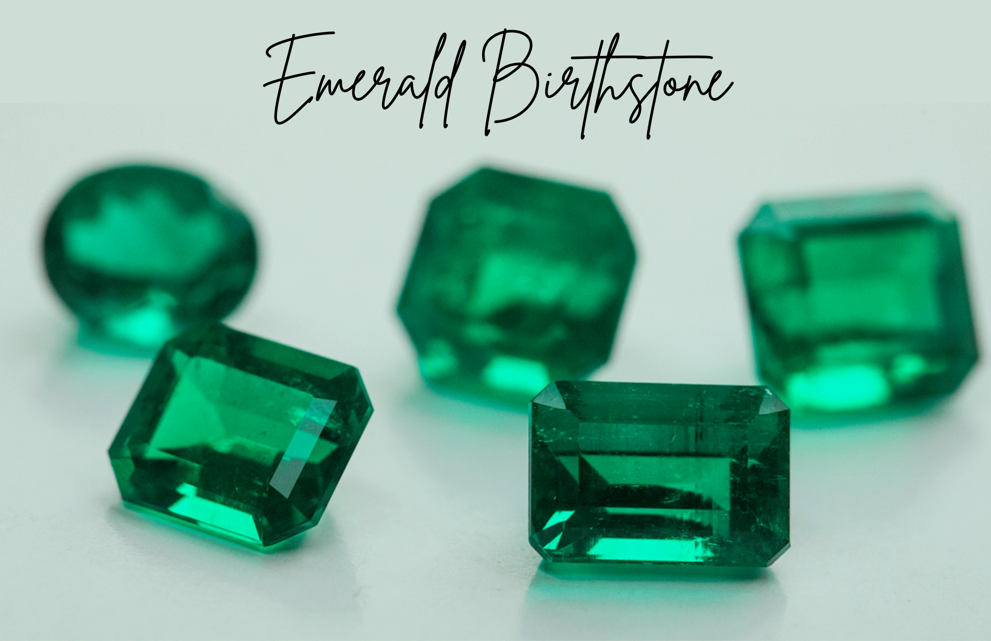 Five different shapes of emerald stone