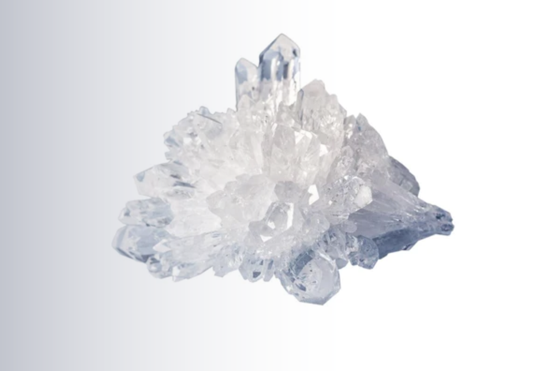 Clear white quartz crystal