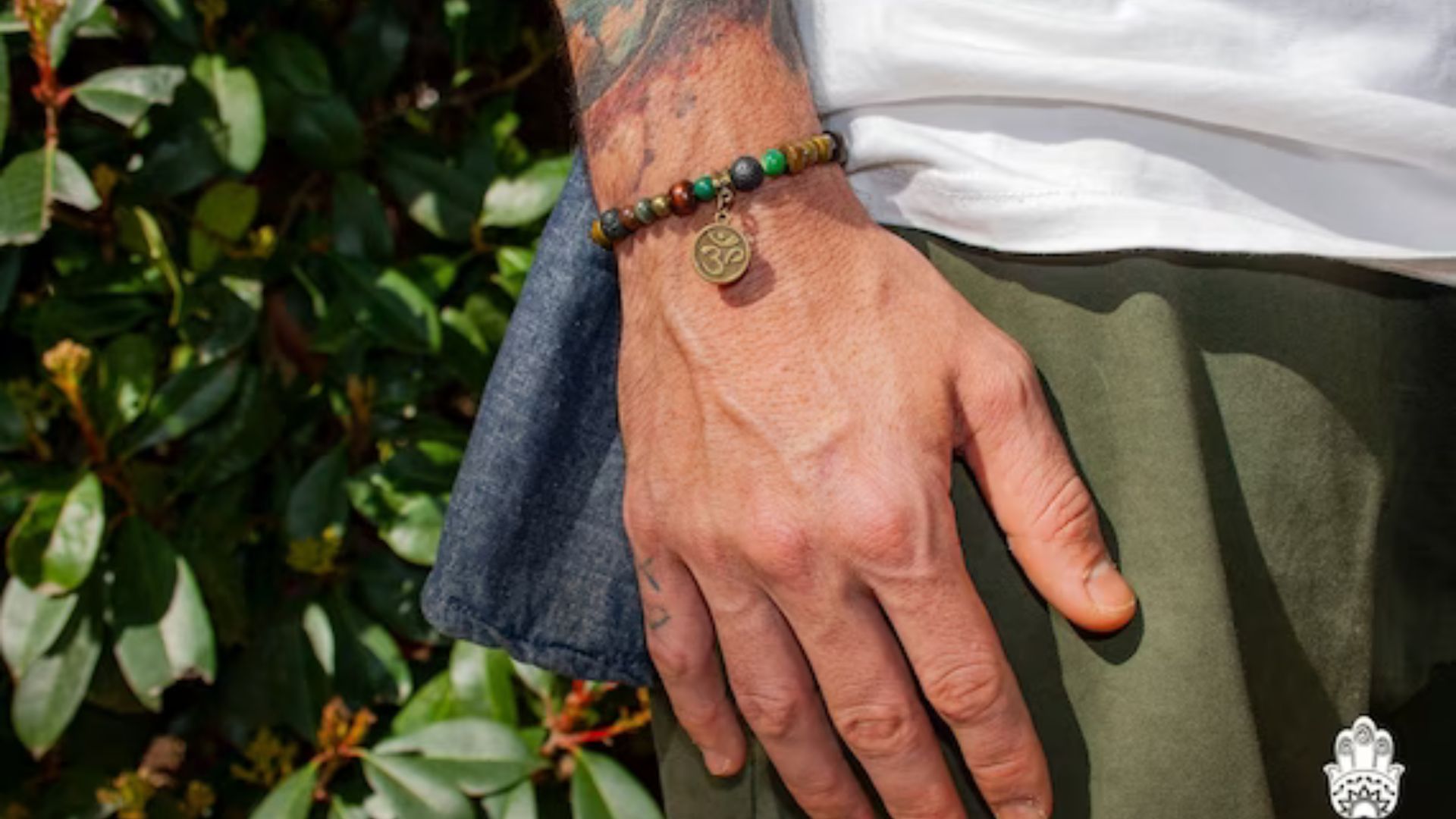 Different Color Beads Bracelet On Man's Hand