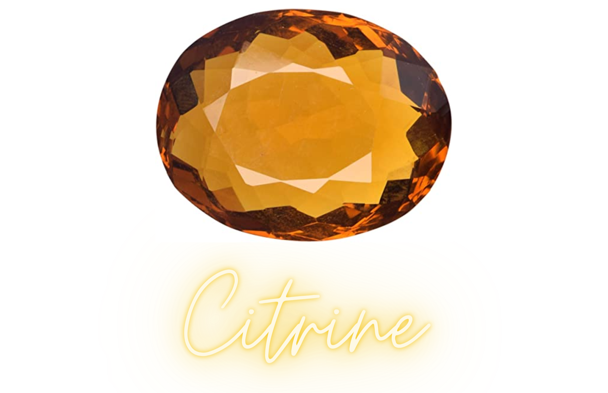 An oblong yellow-orange Citrine stone