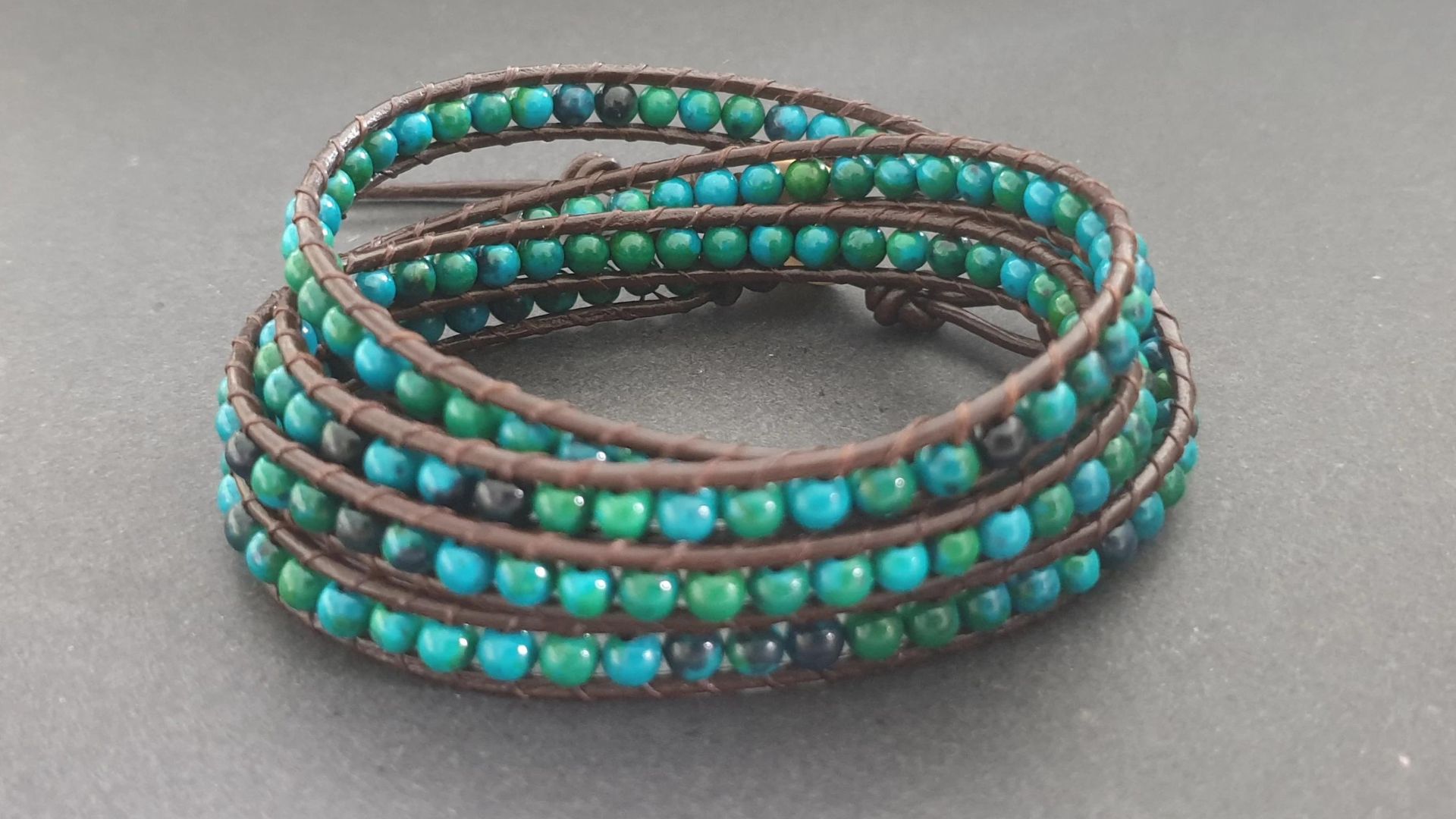 Green Color Beads Embedded In Bracelet