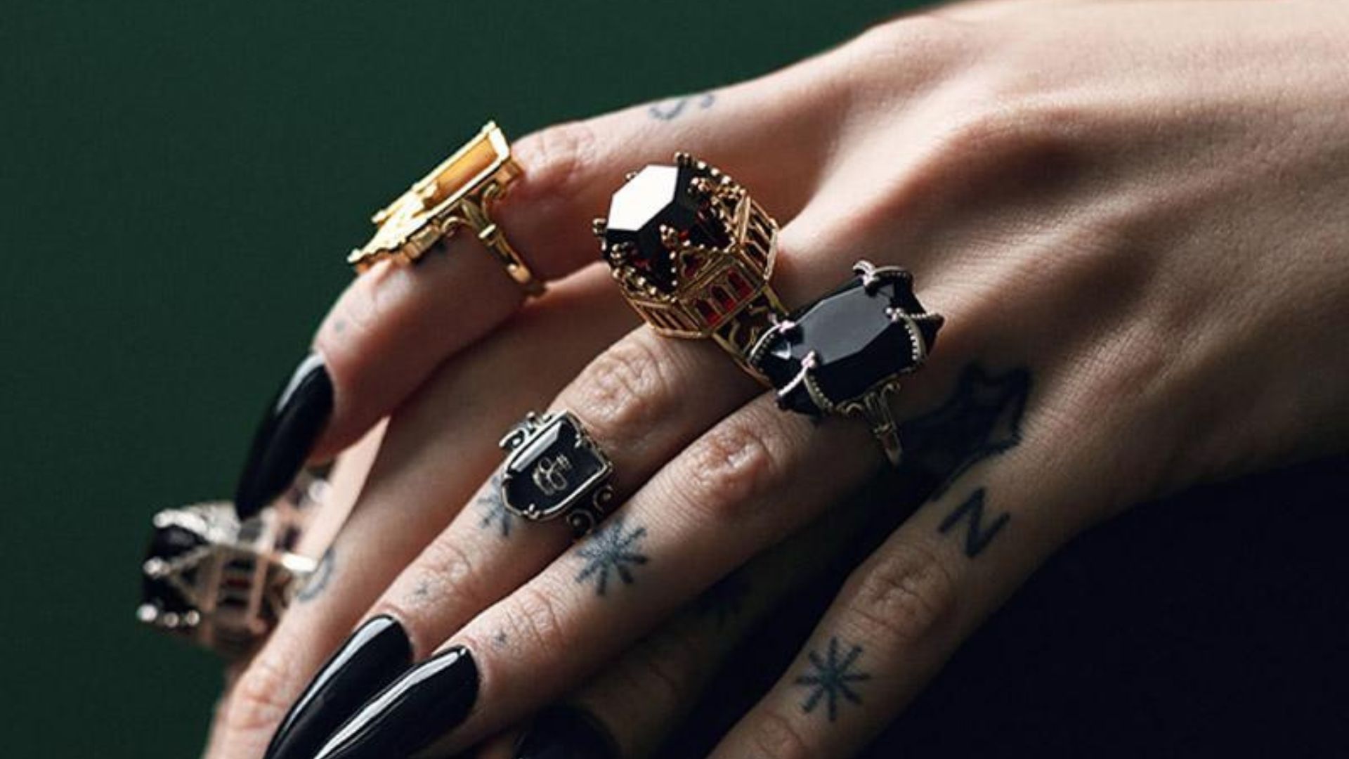 Woman Wearing Different Ring On Her Hand