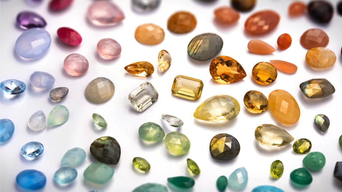 An image of various birthstones