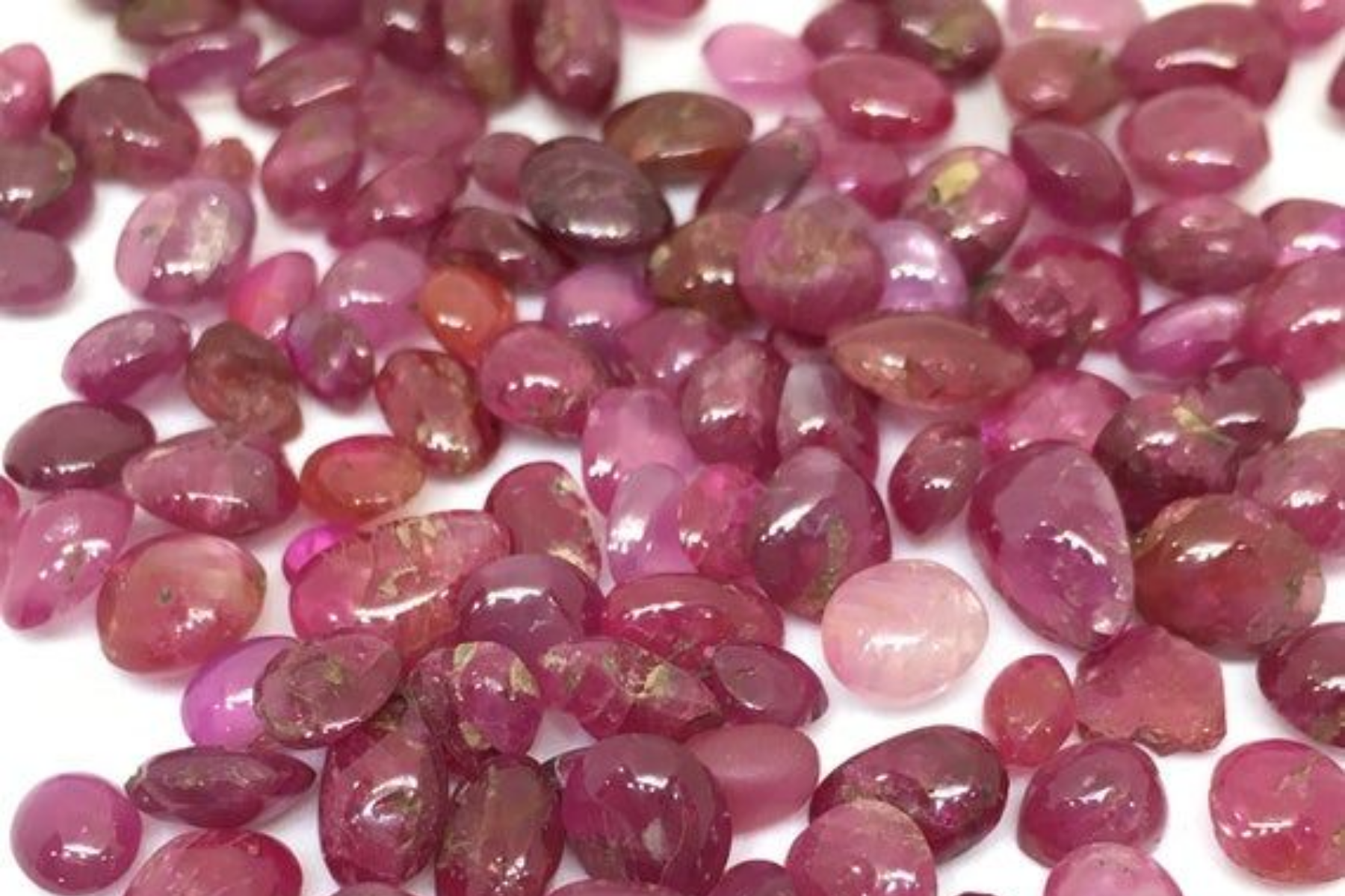 A collection of unpolished Burmese rubies