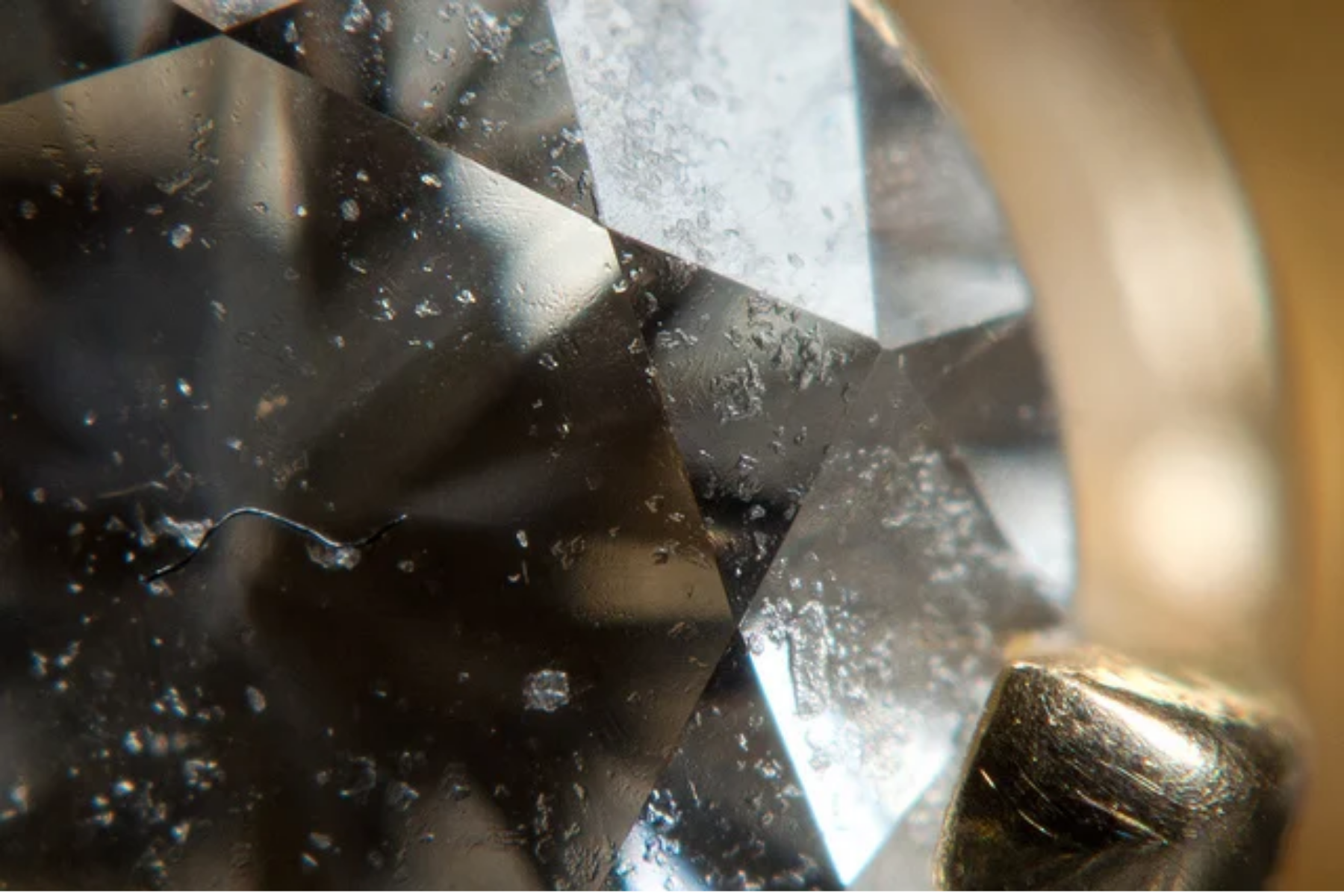 A close-up of a diamond, emphasizing its solid appearance