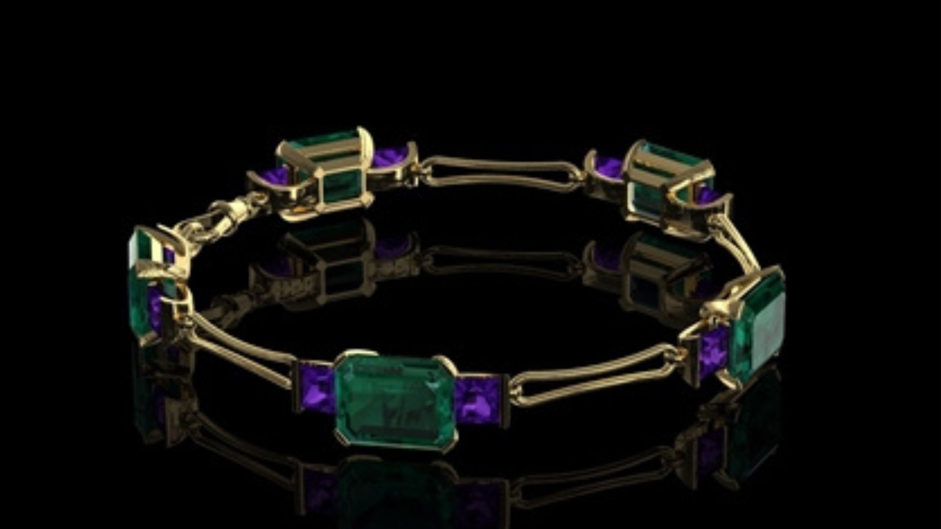 Green And Purple Embedded In A Bracelet