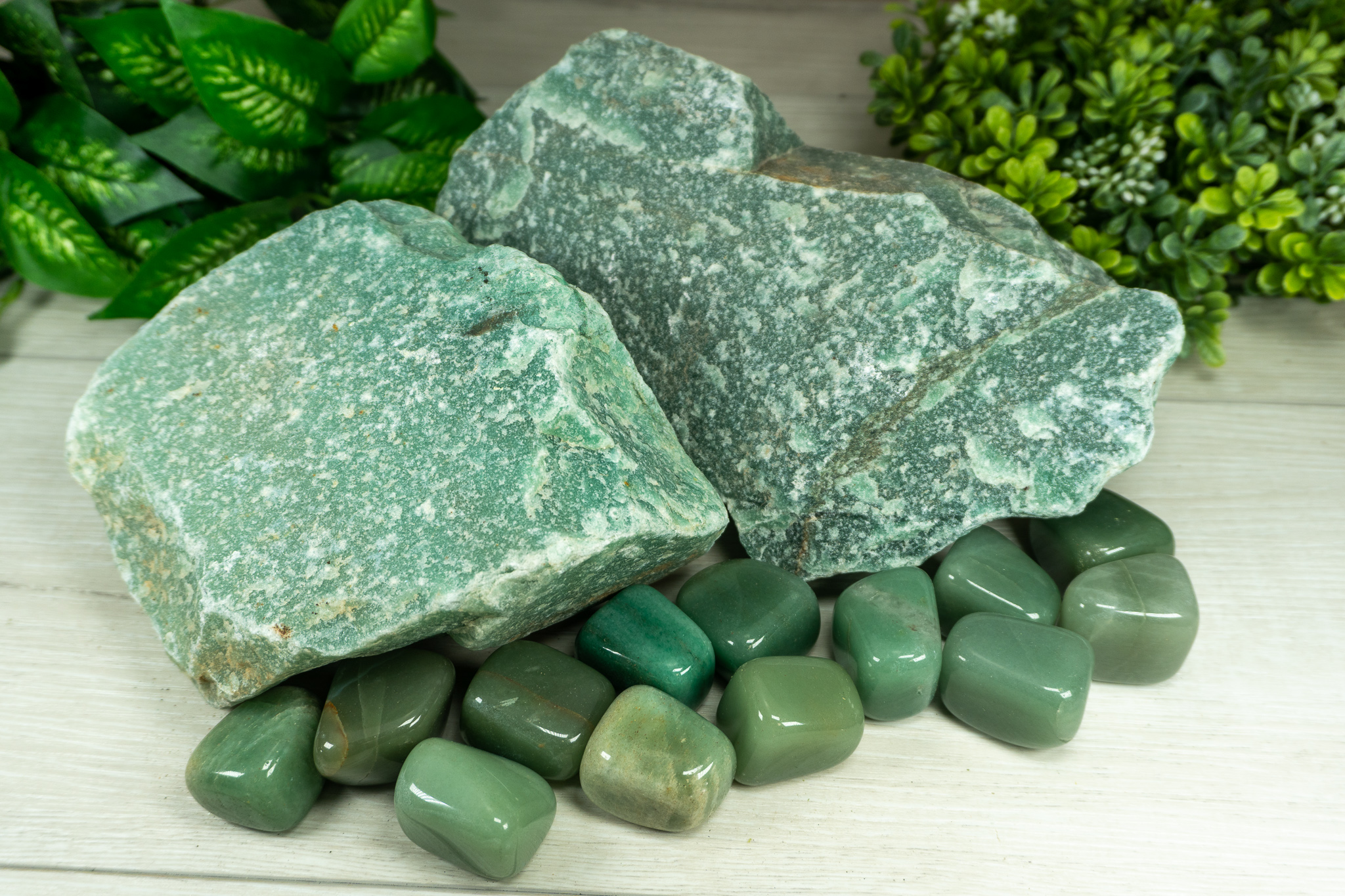 Green Aventurine crystals and stones