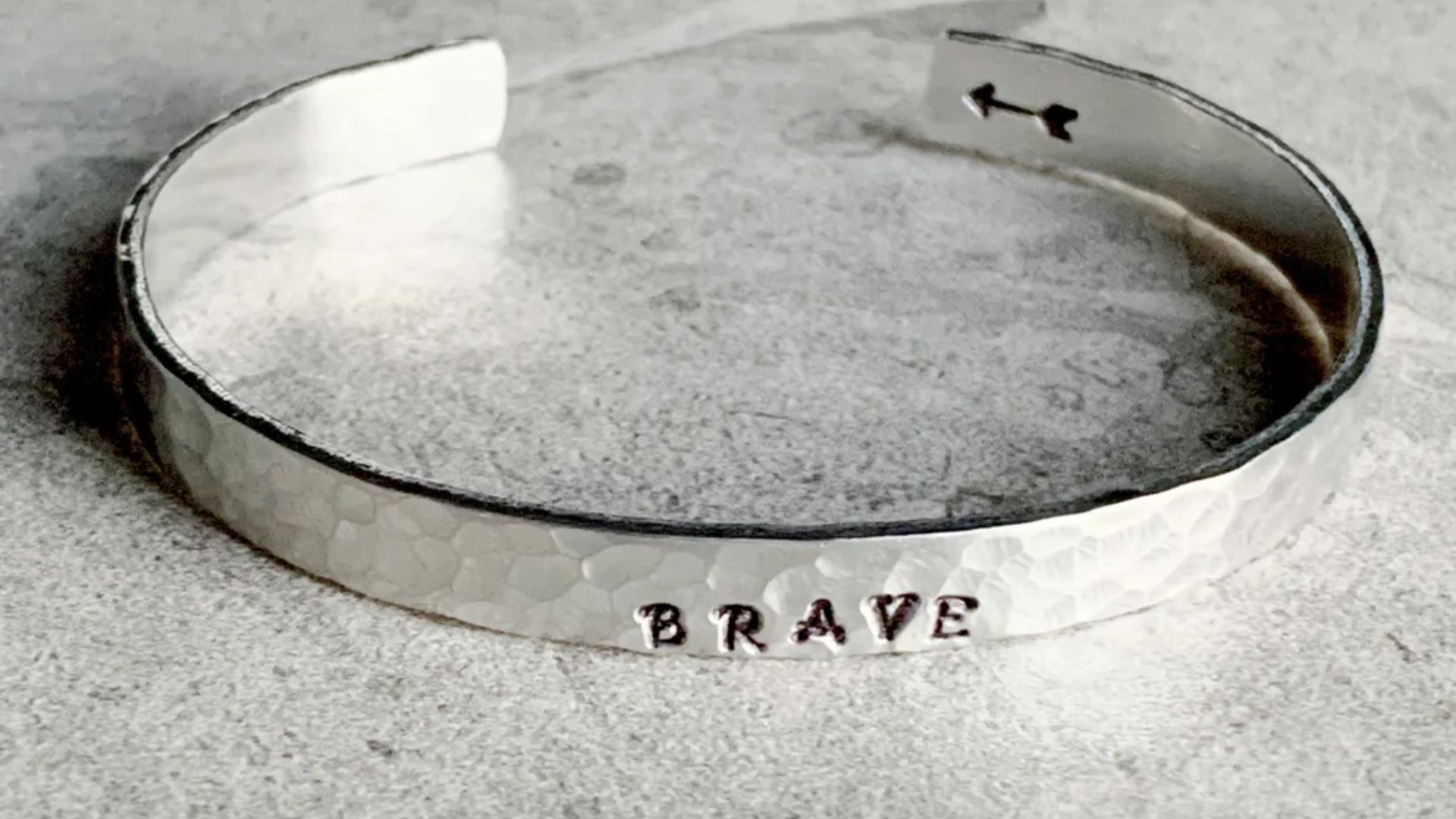 Hammered Silver Hand Stamped Personalized Cuff Bracelet