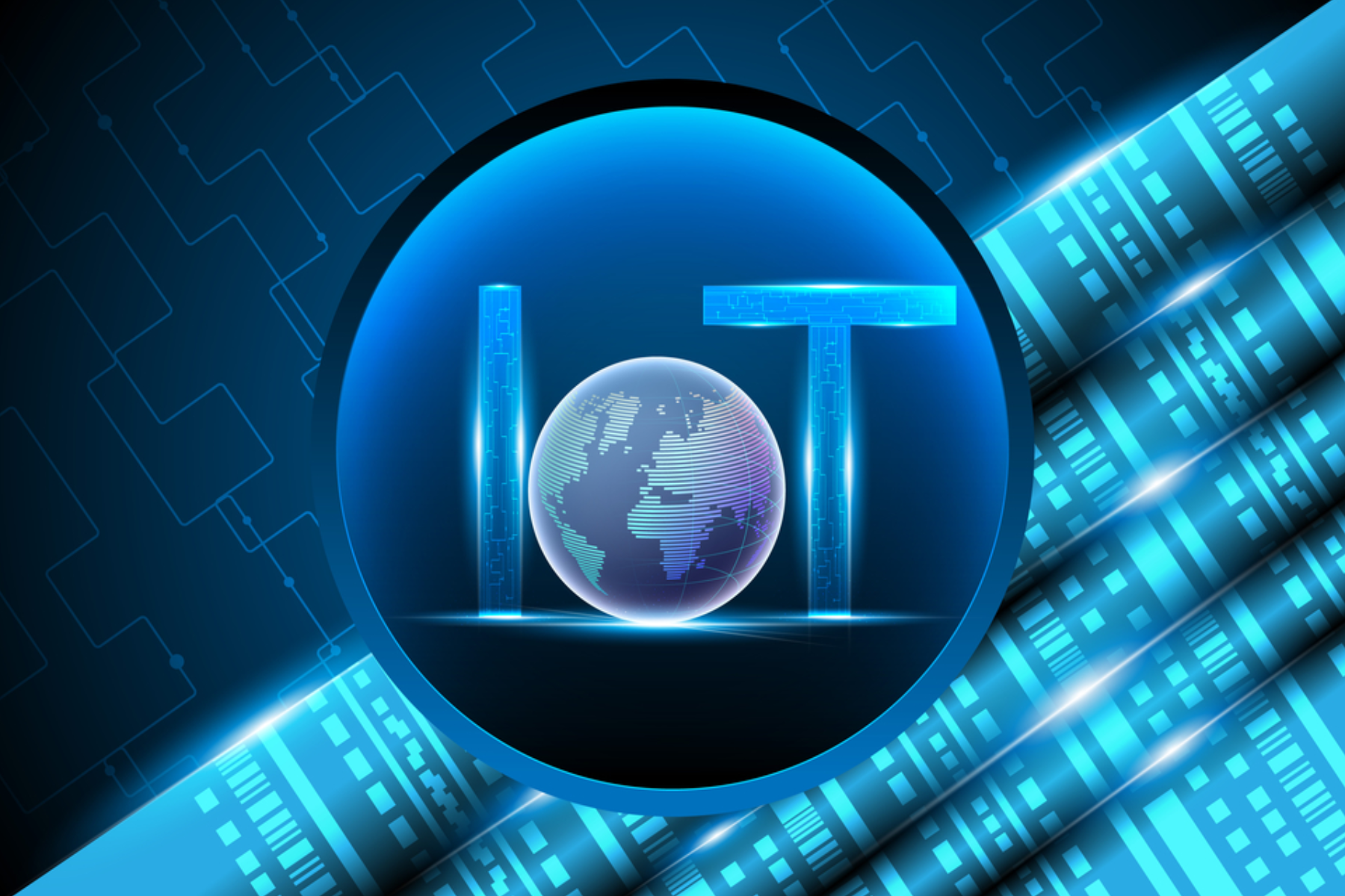 A circular shape featuring the IoT logo