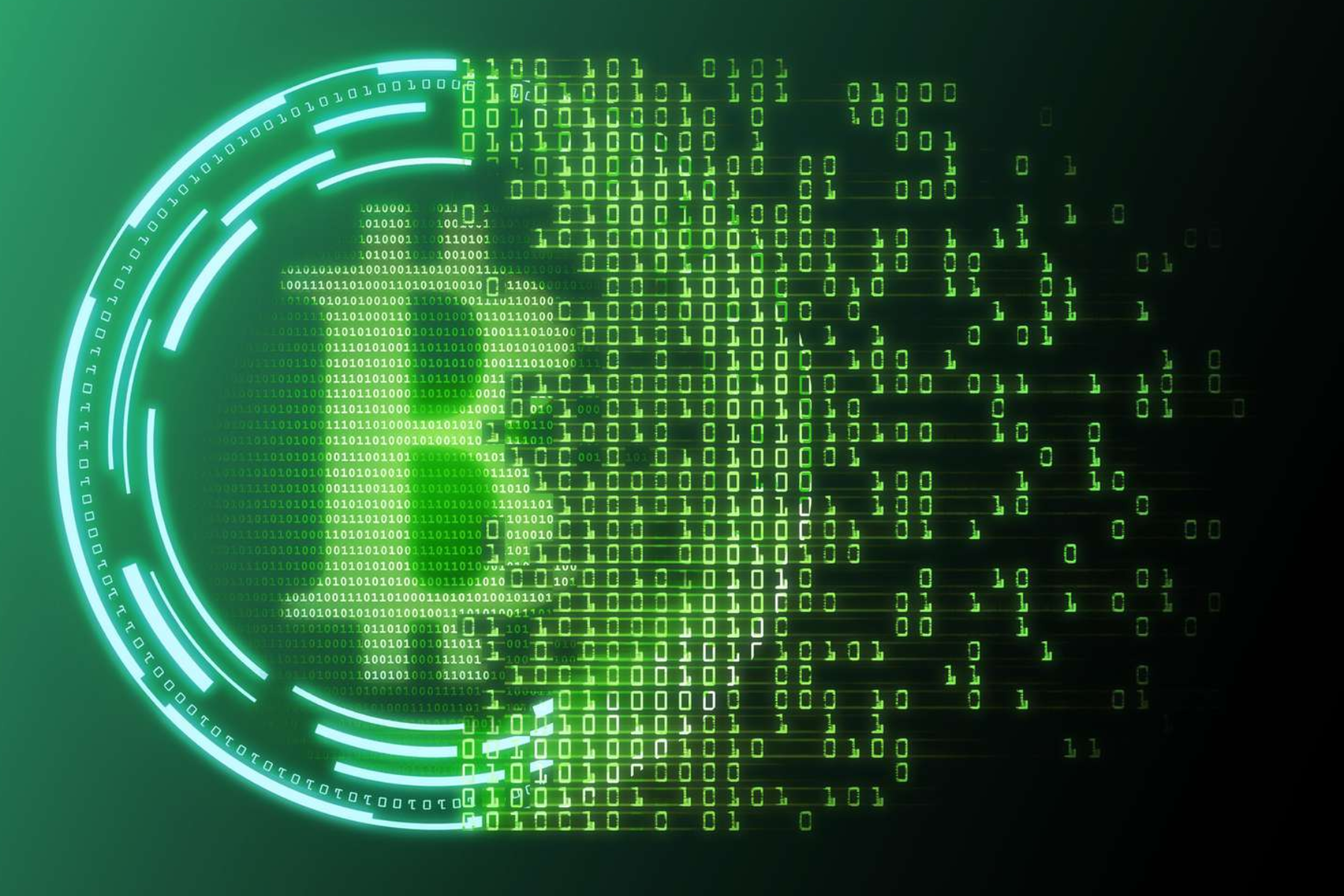 A Bitcoin symbol that is fading away, with binary digits surrounding it