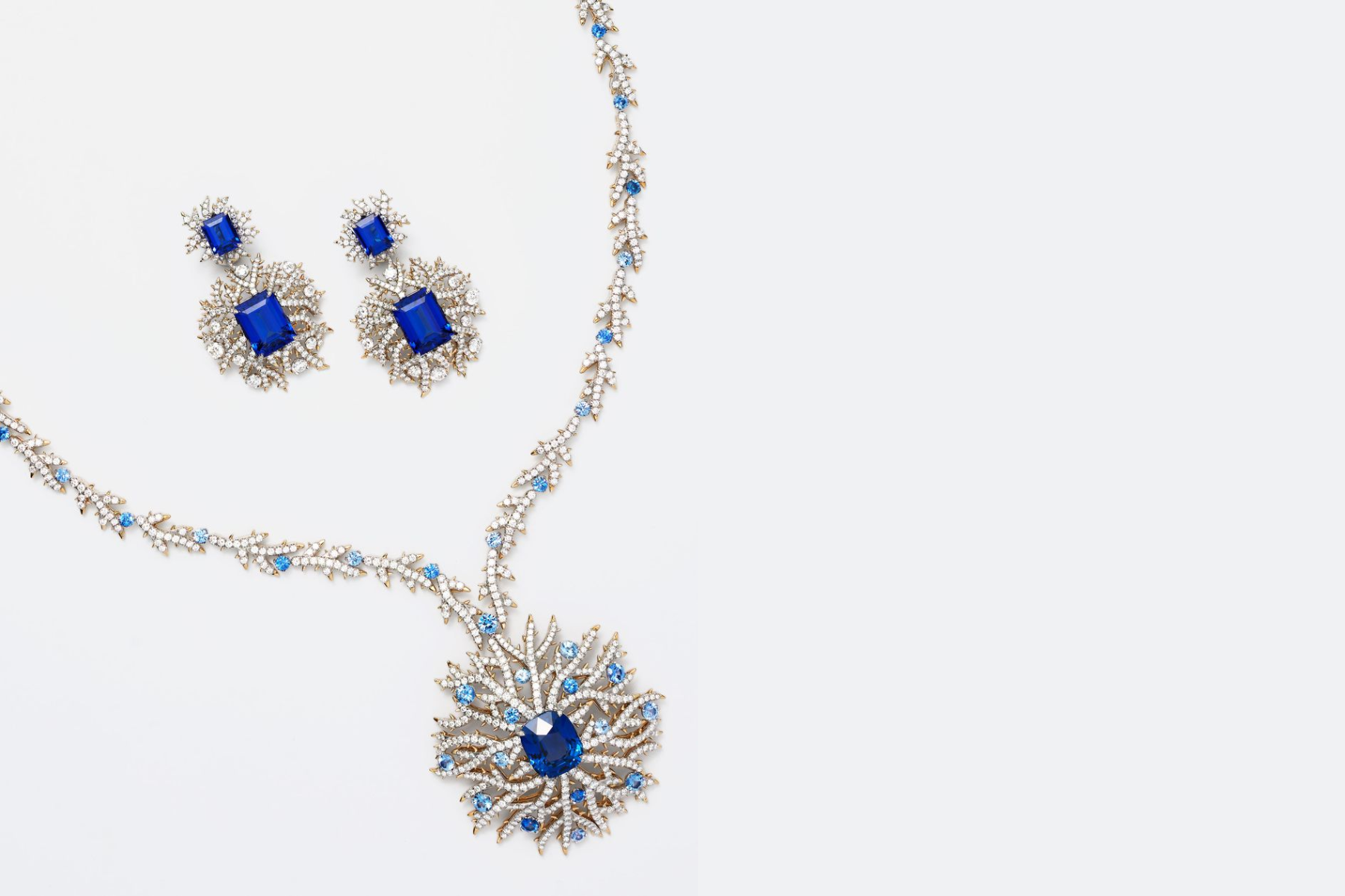 Tiffany 2023 Blue Book Collection sapphire and diamond necklace and tanzanite and diamond earrings