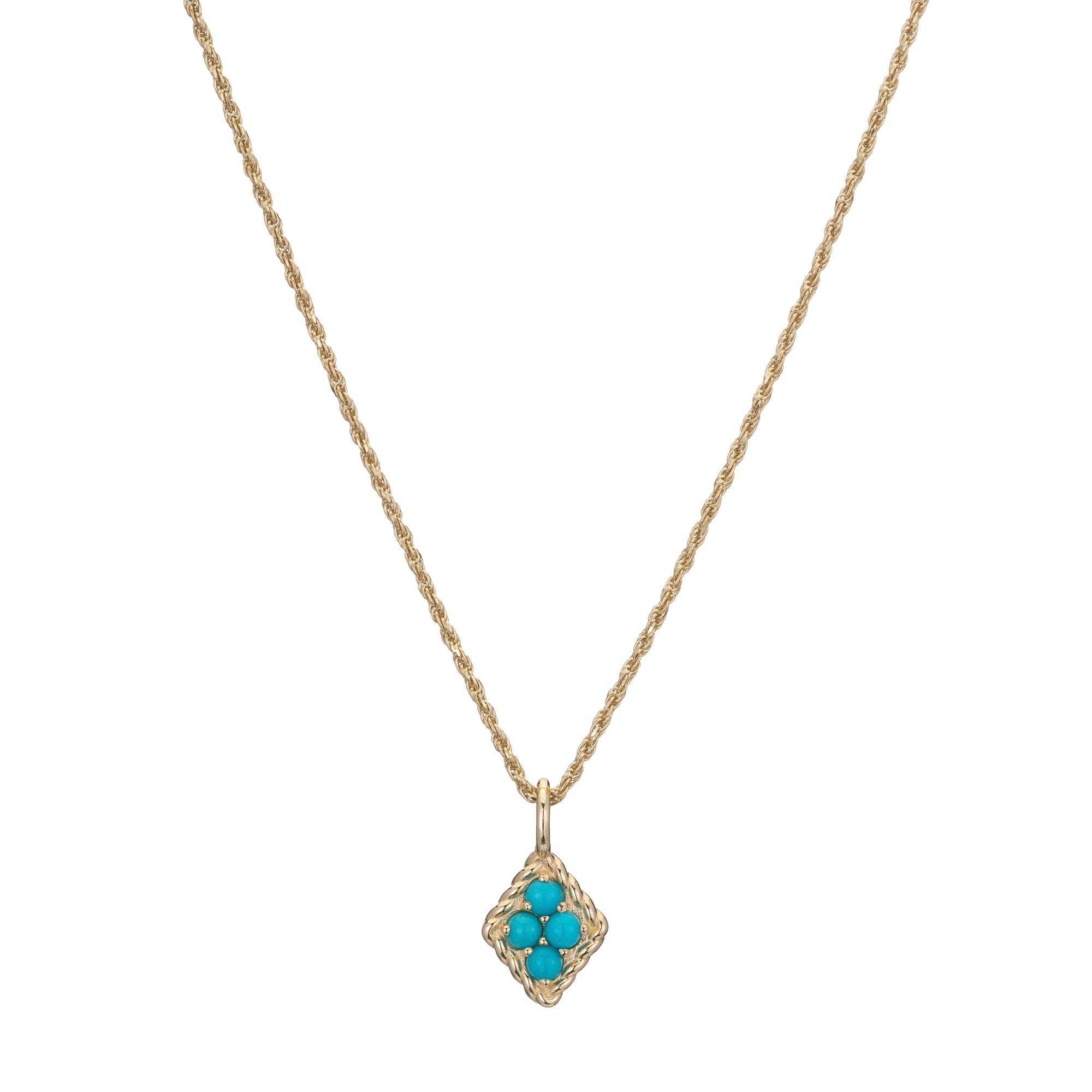 Imperial birthstone pendant with four turquoise colored stones 