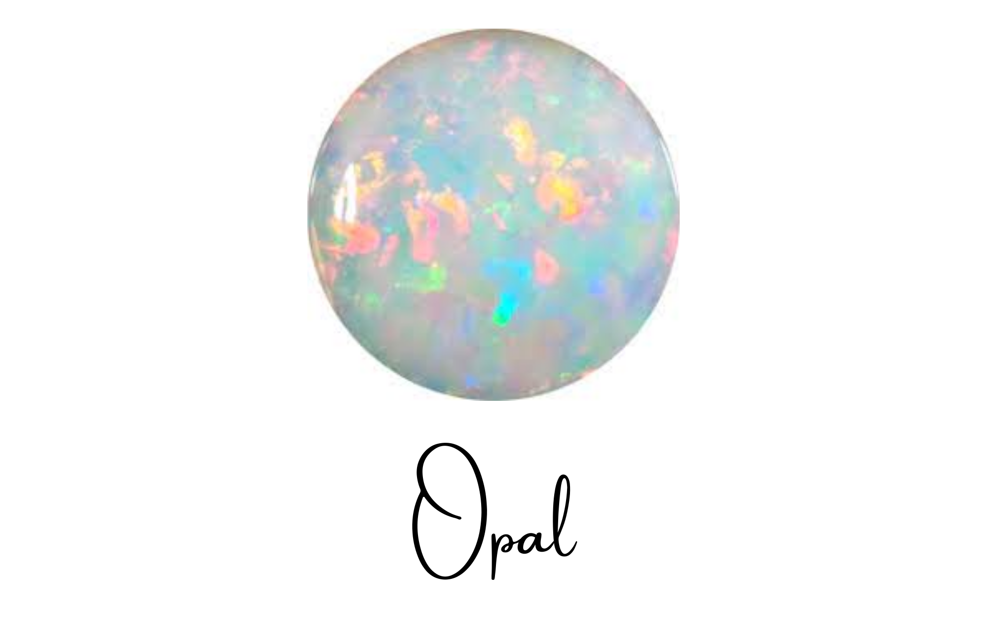 Circle opal stone in a rainbow color