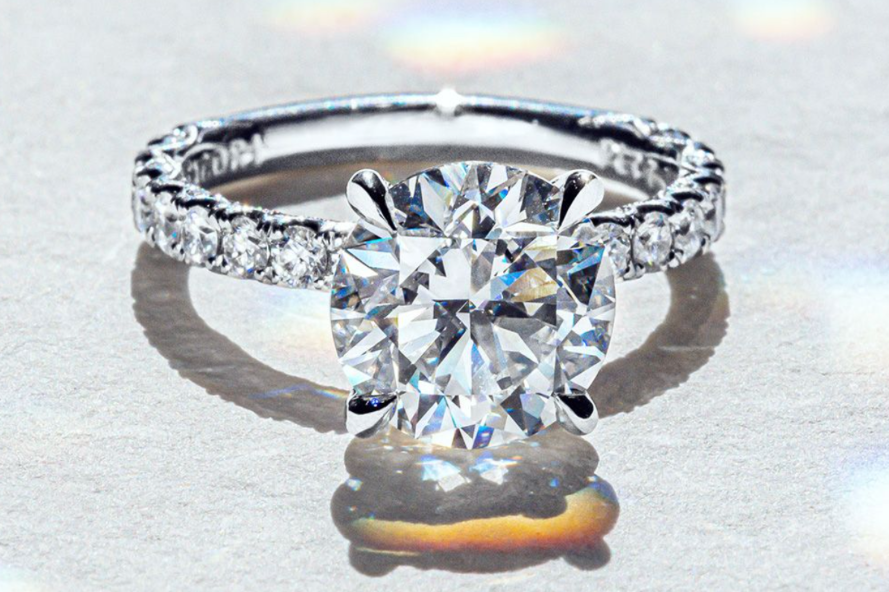 A diamond ring with a round brilliant cut