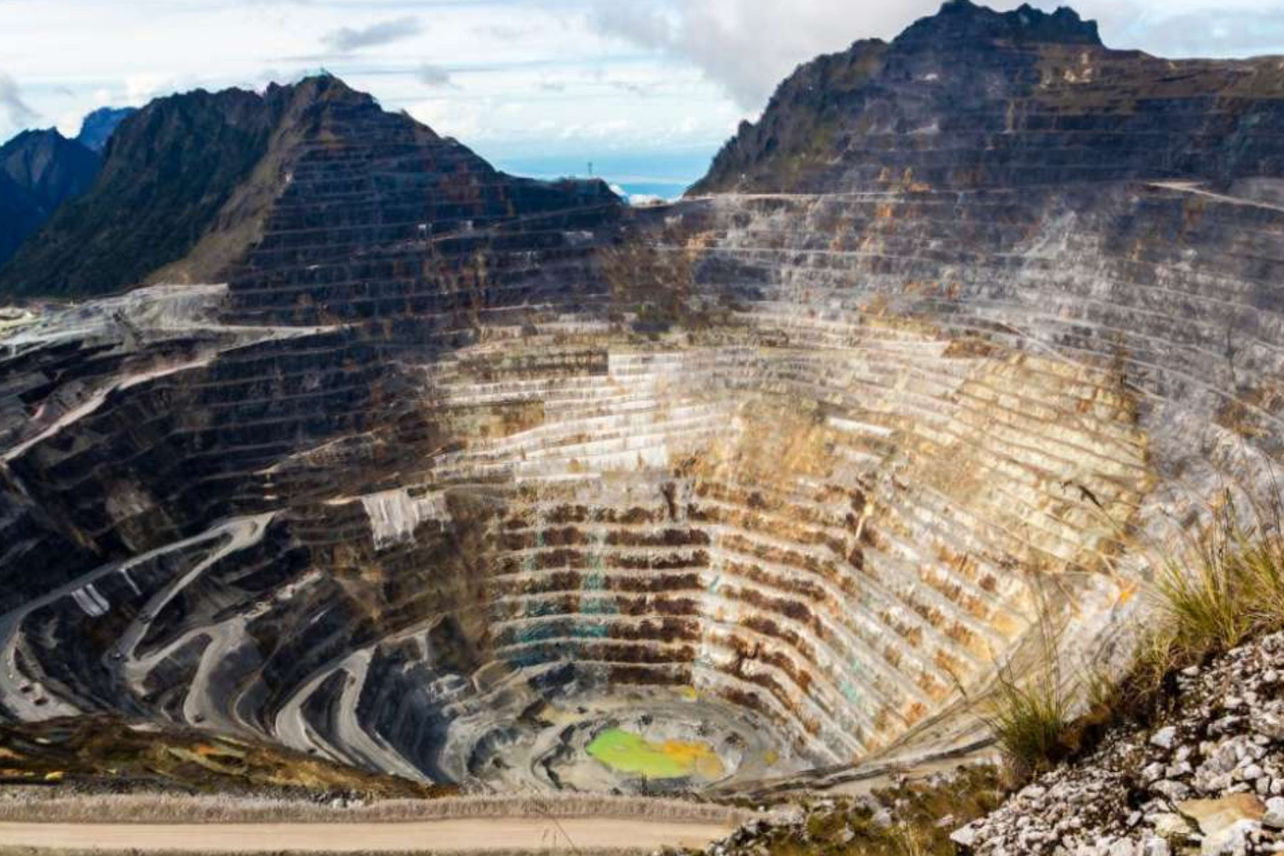 A mining site with a massive hole