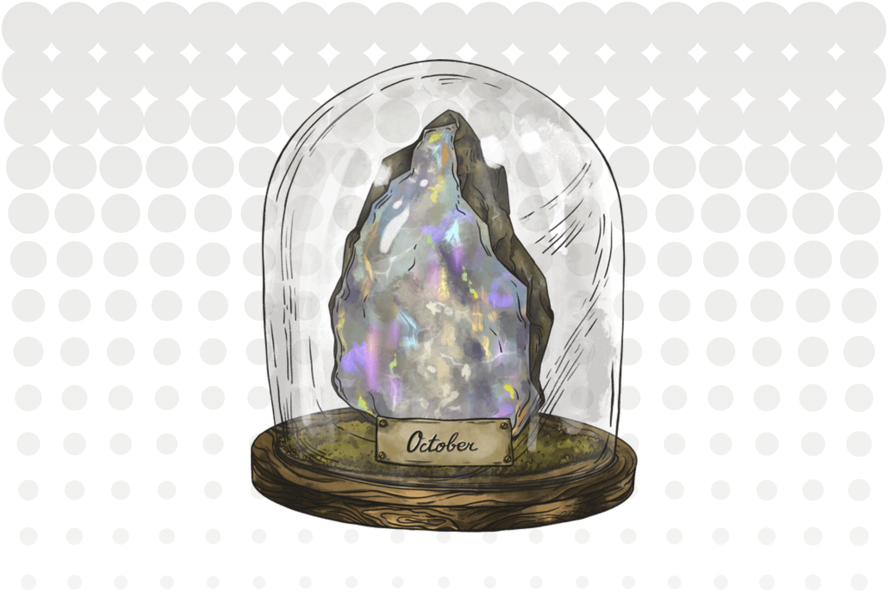 Opal stone inside a glass jar