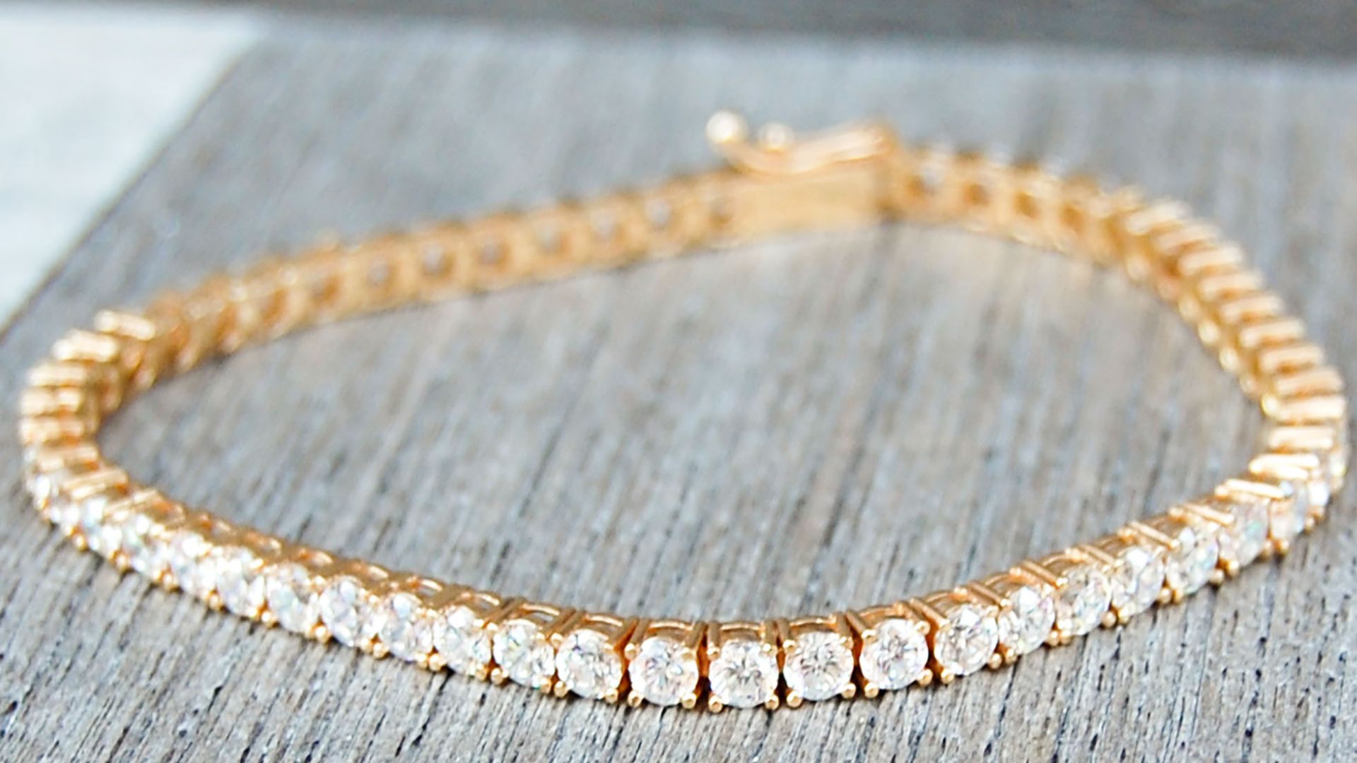 Vintage Thin Gold Tennis Bracelet with Clear Gemstones