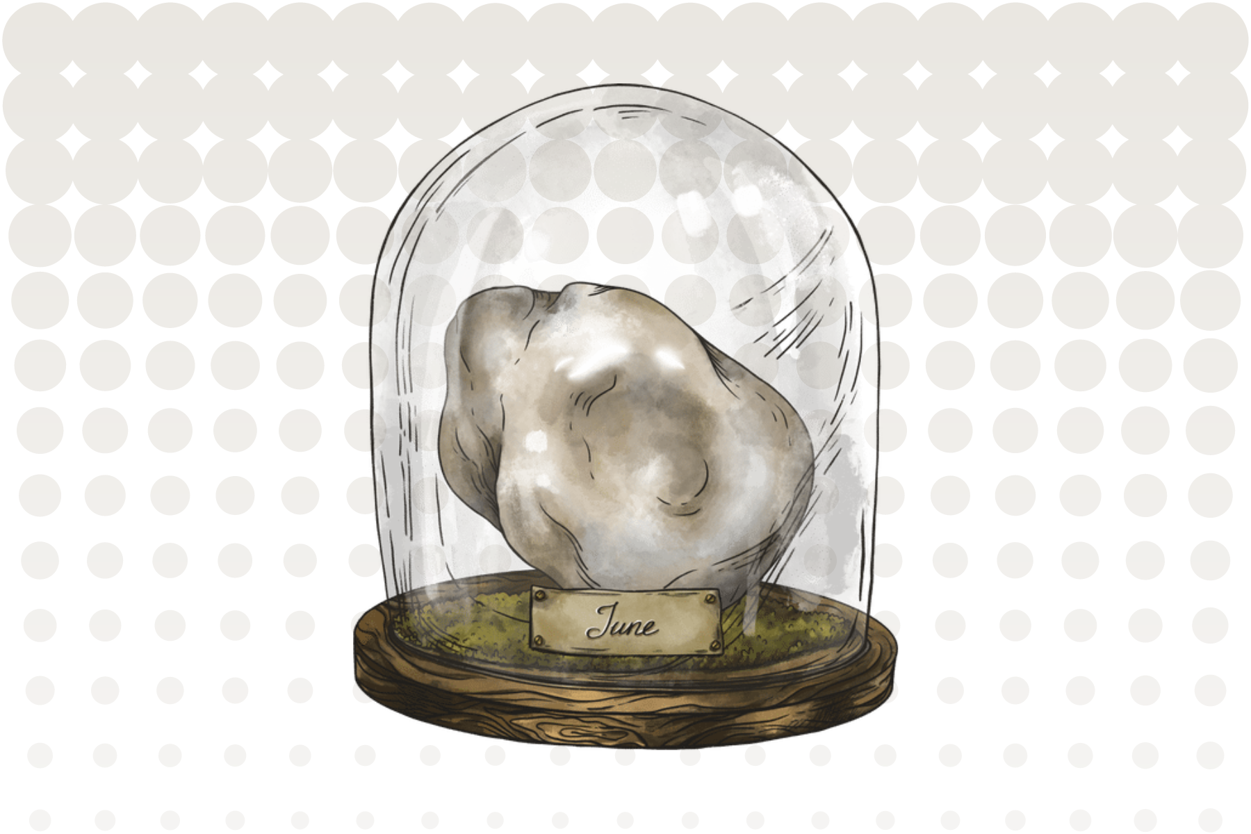 Pearl stone inside a glass jar