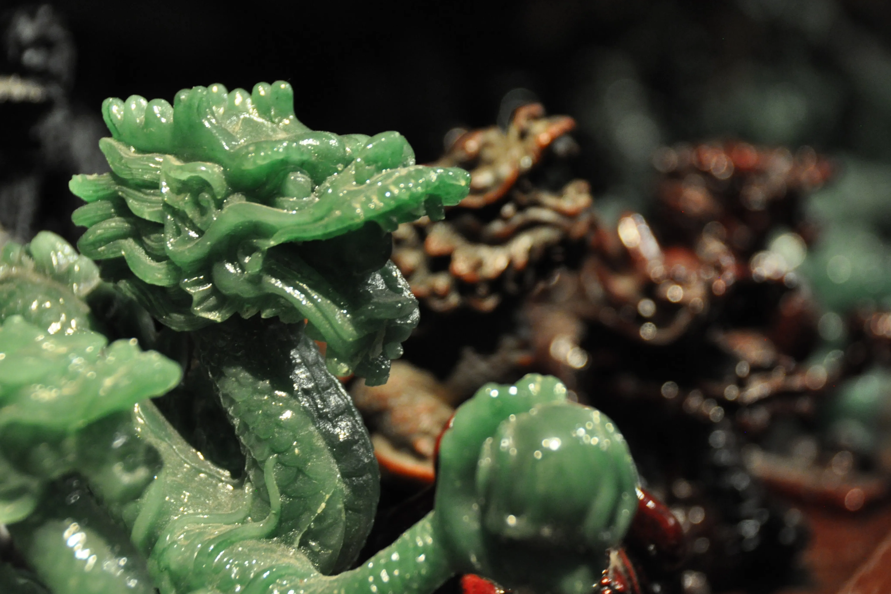 A jade dragon sculpture was created in China