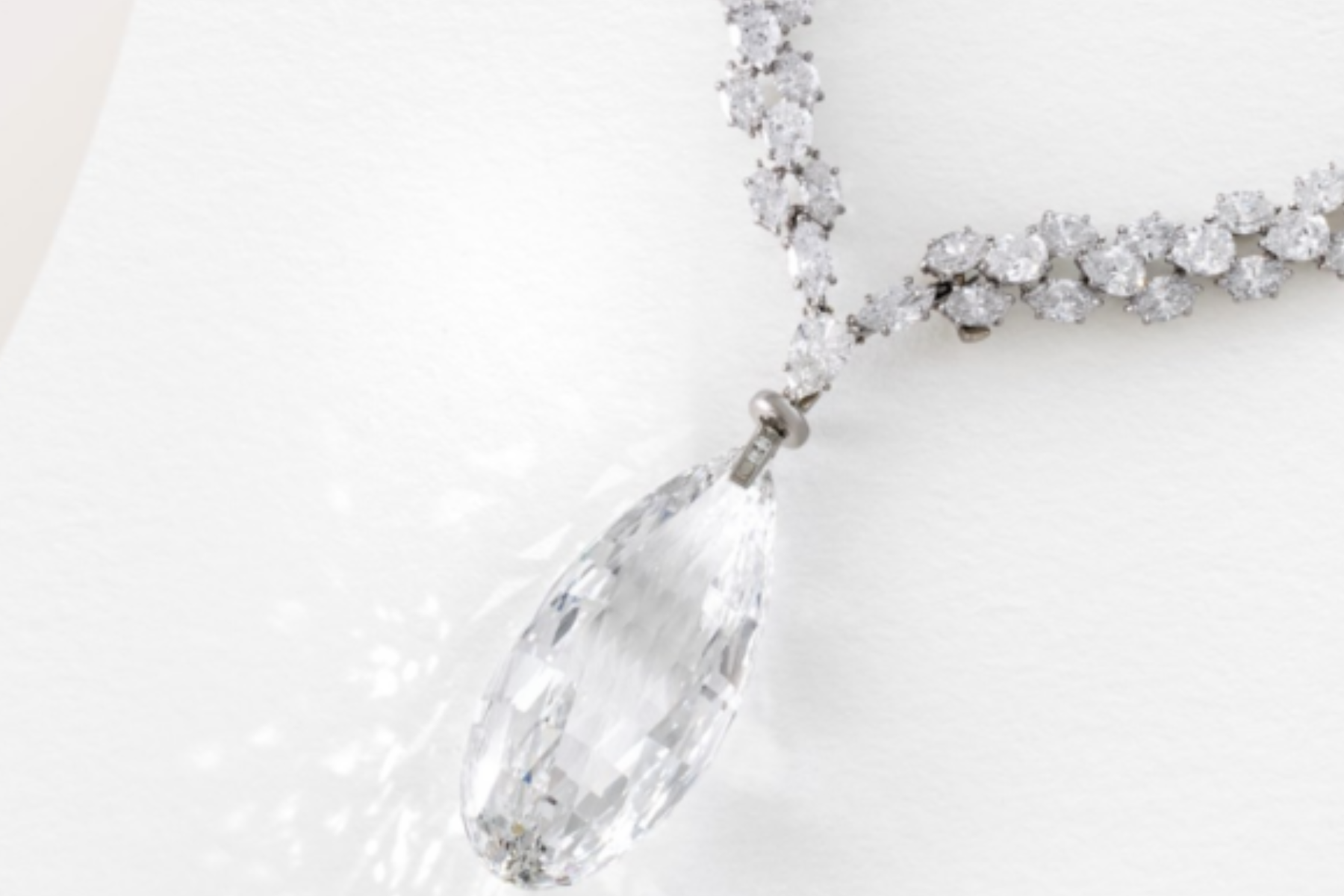 The ‘Briolette of India’ necklace featuring a 90-carat diamond on sale as part of Heidi Horten’s collection