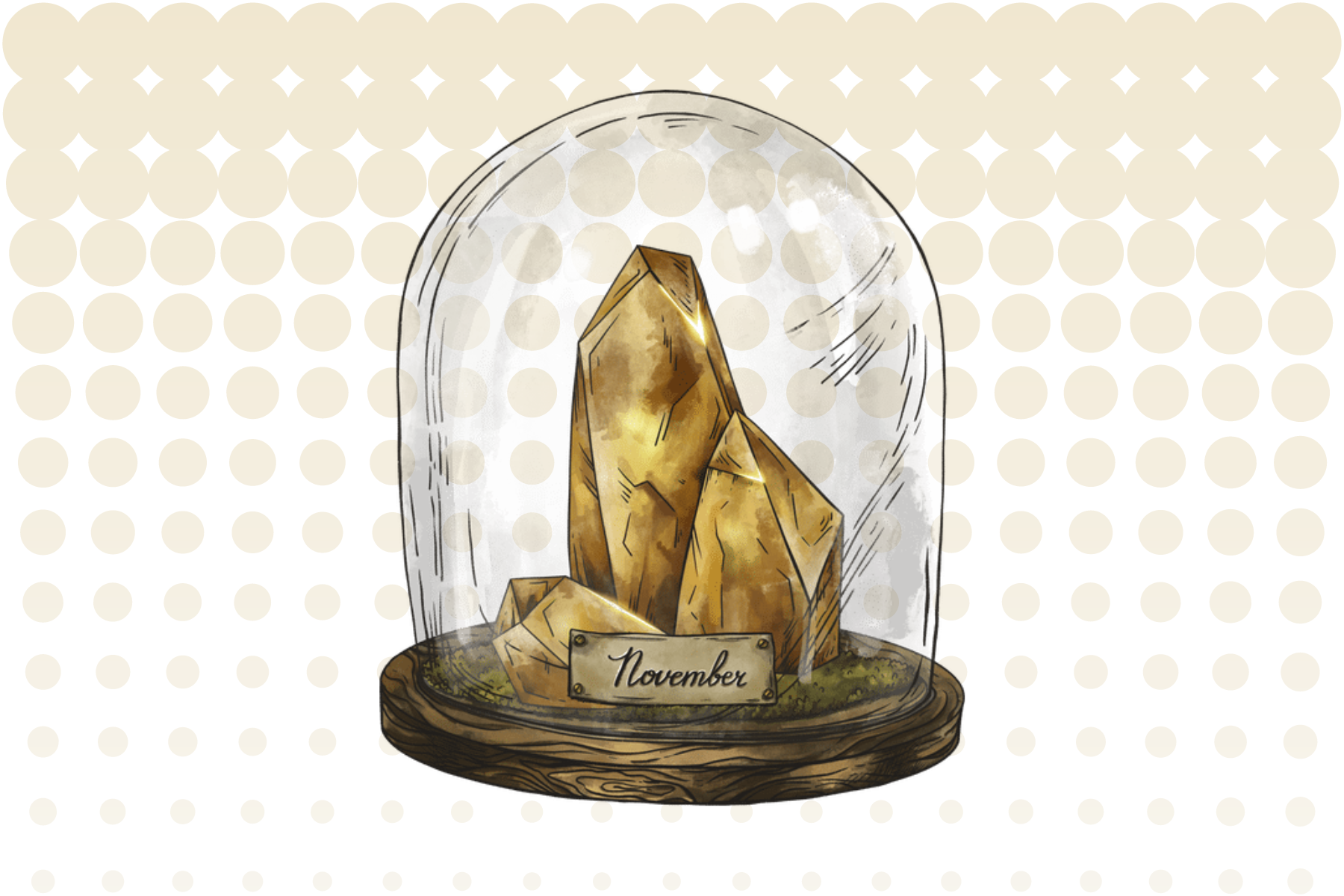 Topaz stone inside a glass jar