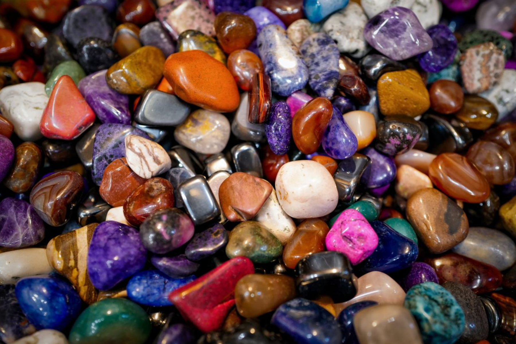 A collection of many types of modern gemstones