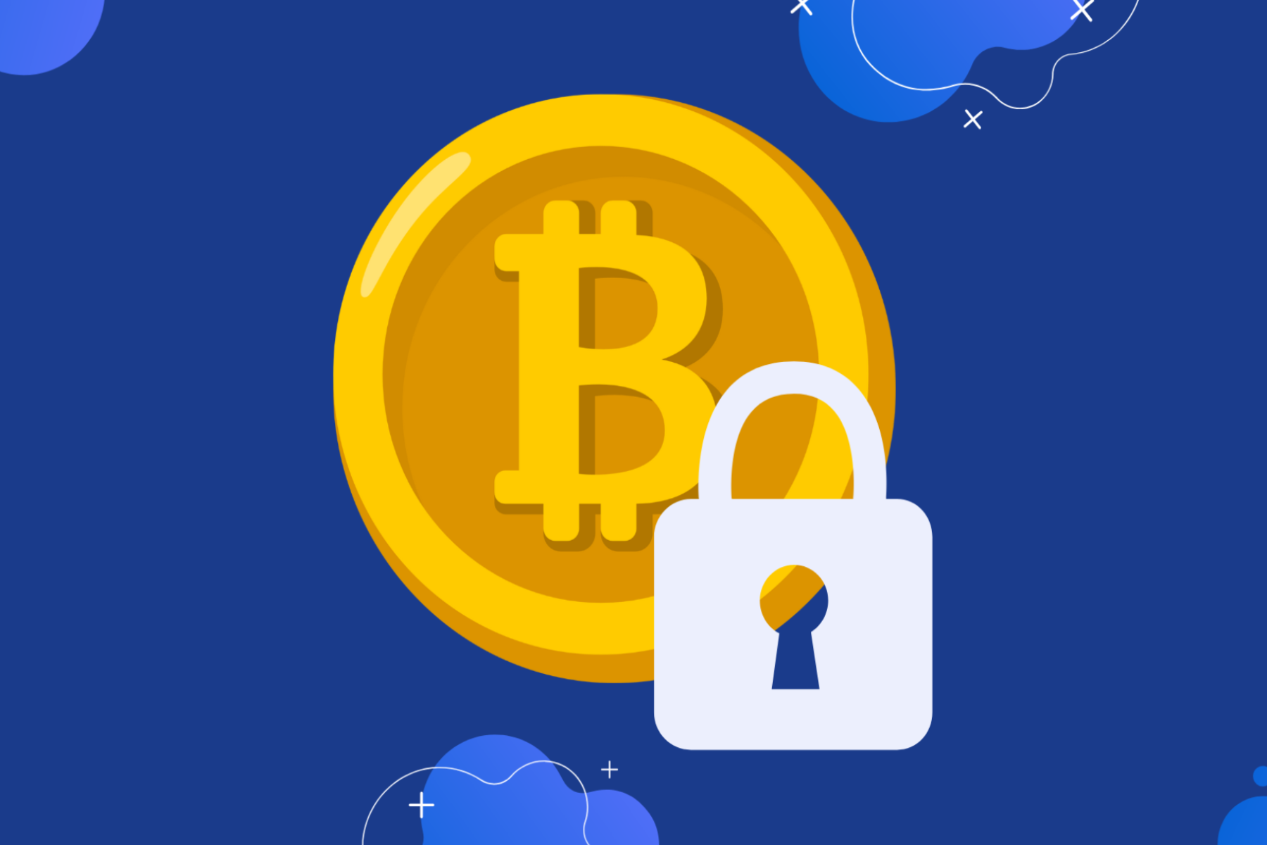 A Bitcoin alongside a padlock